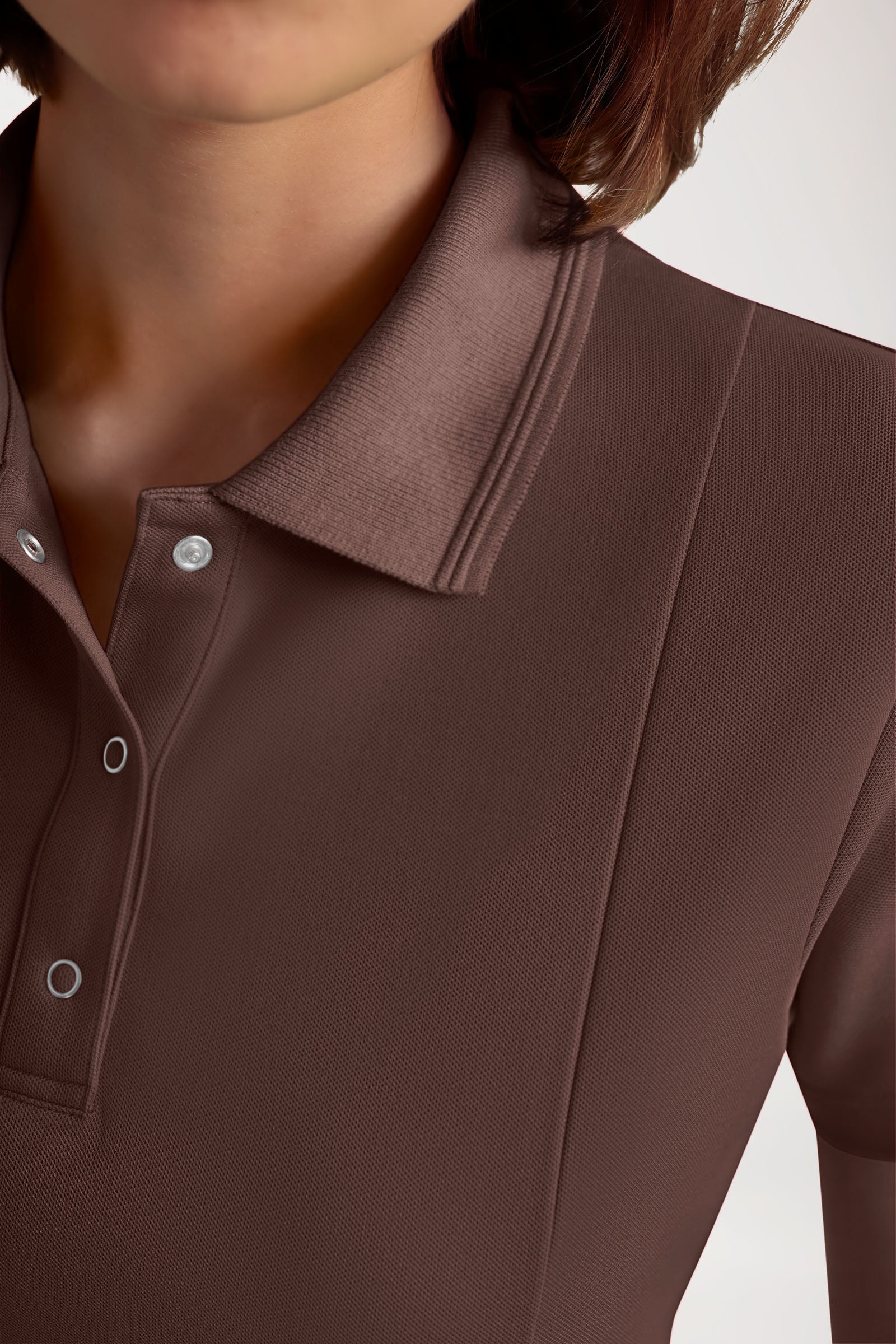 COMFY FLEX Stretch Schlupfkasack Damen - Polokragen coffee