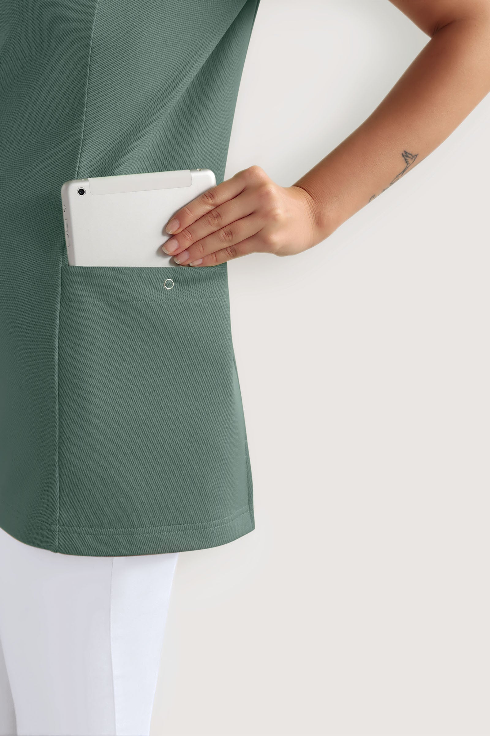 COMFY FLEX Stretch Schlupfkasack Damen - Herzausschnitt dunkelgrün