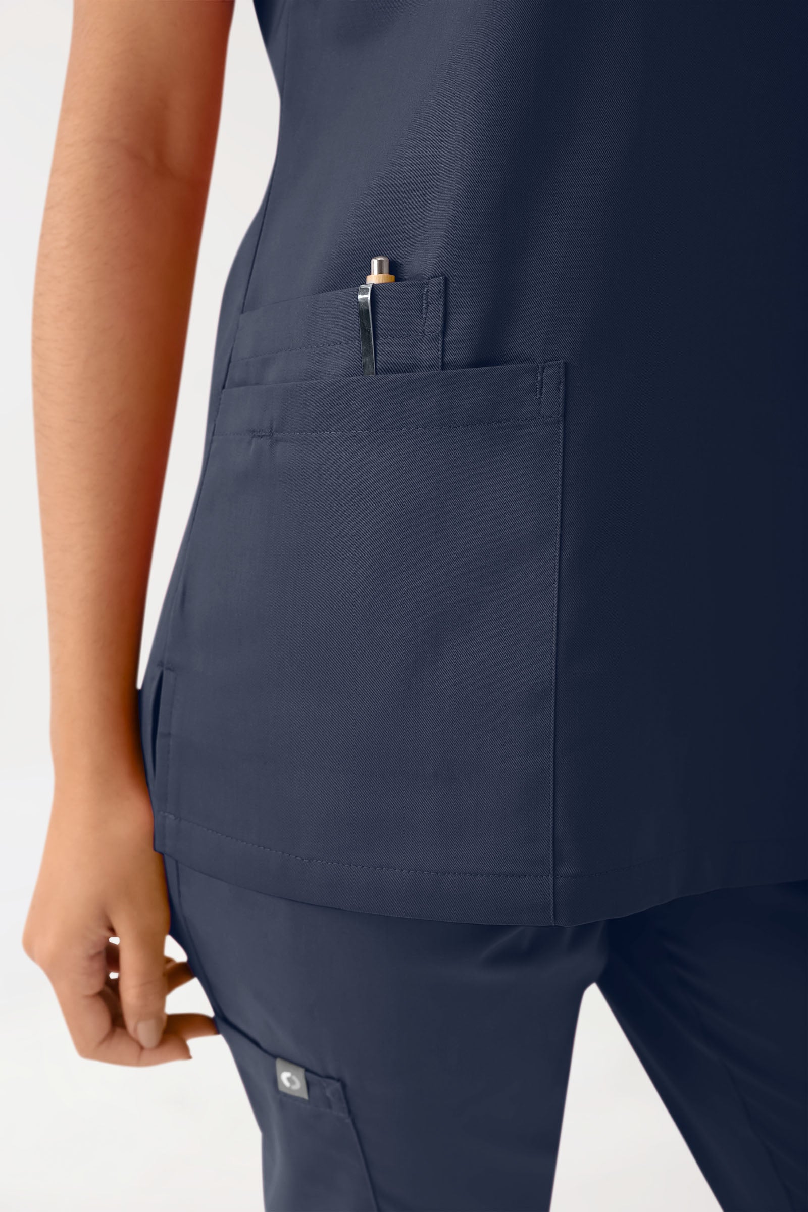 GREEN Stretch Schlupfkasack Damen - V-Ausschnitt navy