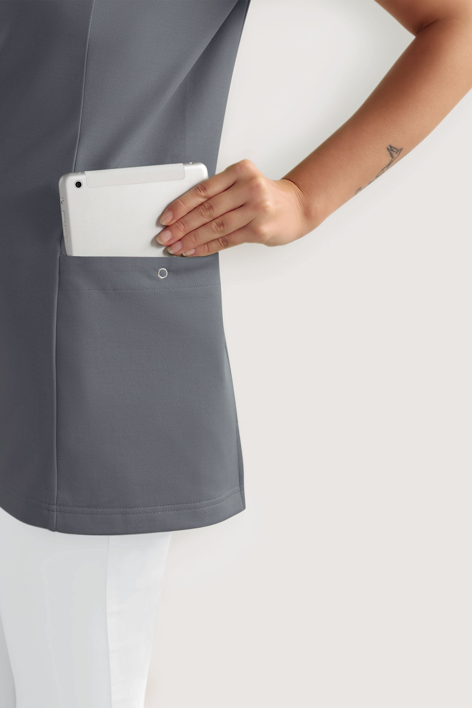 COMFY FLEX Stretch Schlupfkasack Damen - Herzausschnitt steingrau