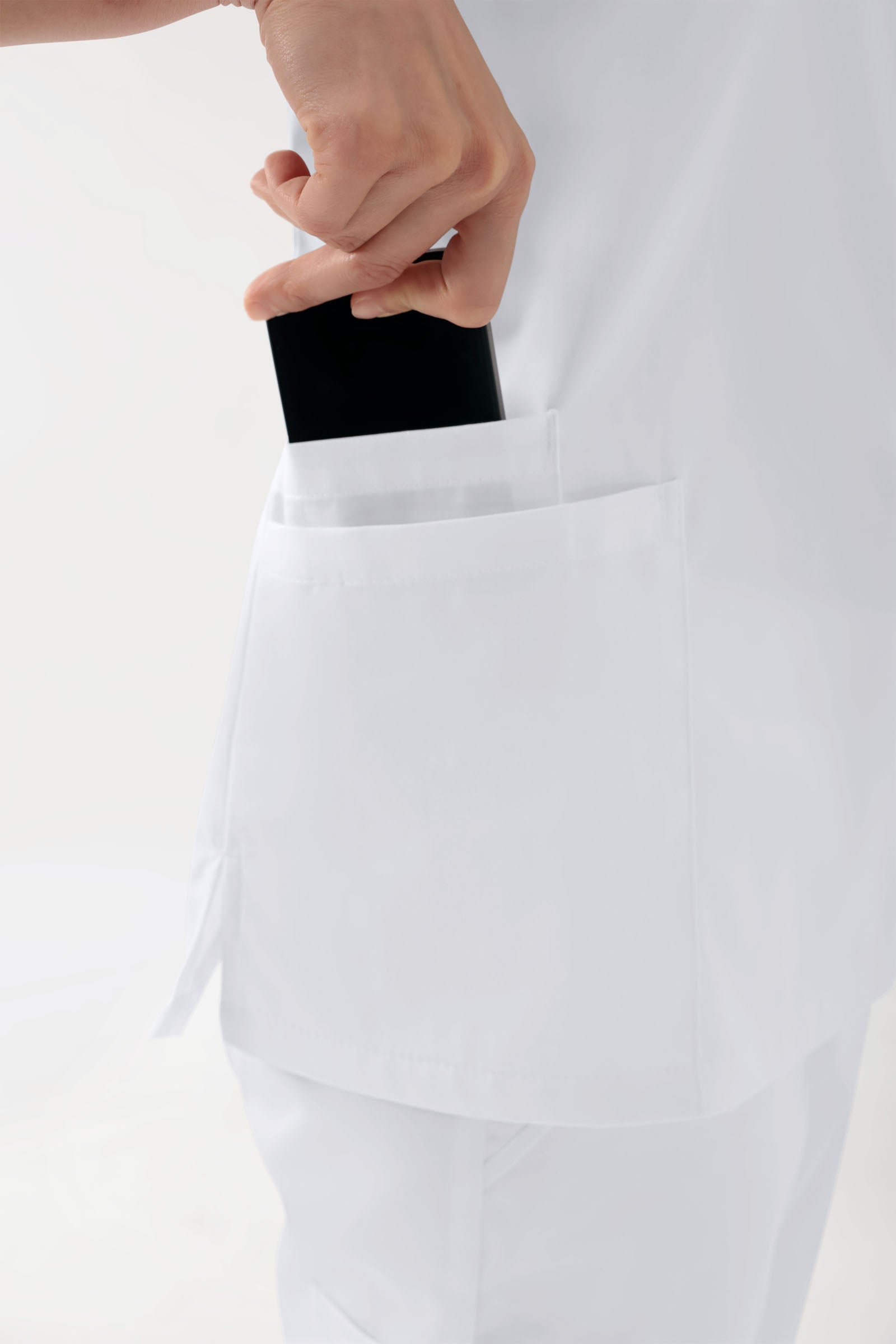 GREEN Stretch Schlupfkasack Damen - V-Ausschnitt weiß