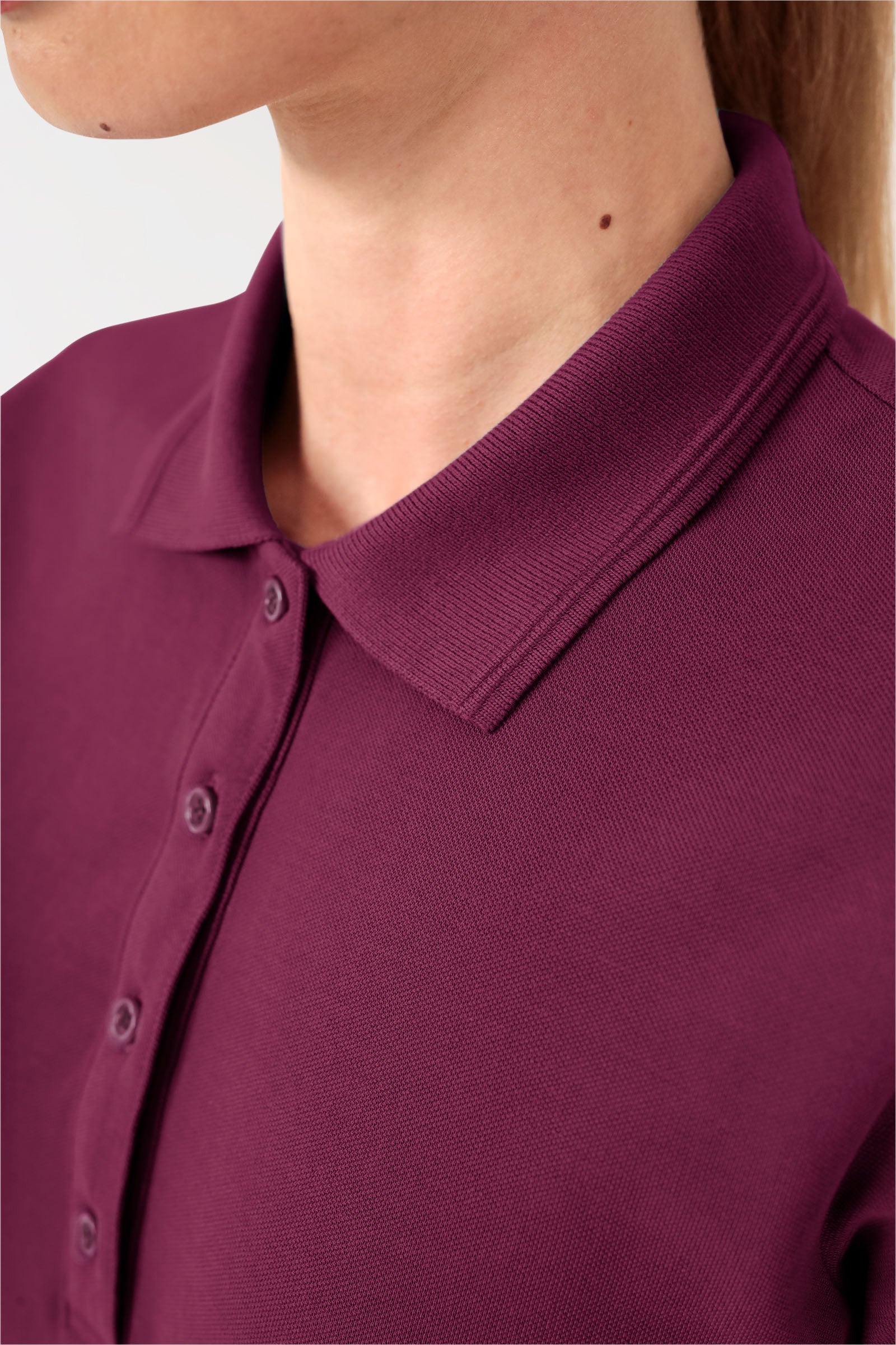 COMFY FLEX Stretch Shirt Damen - Polokragen berry