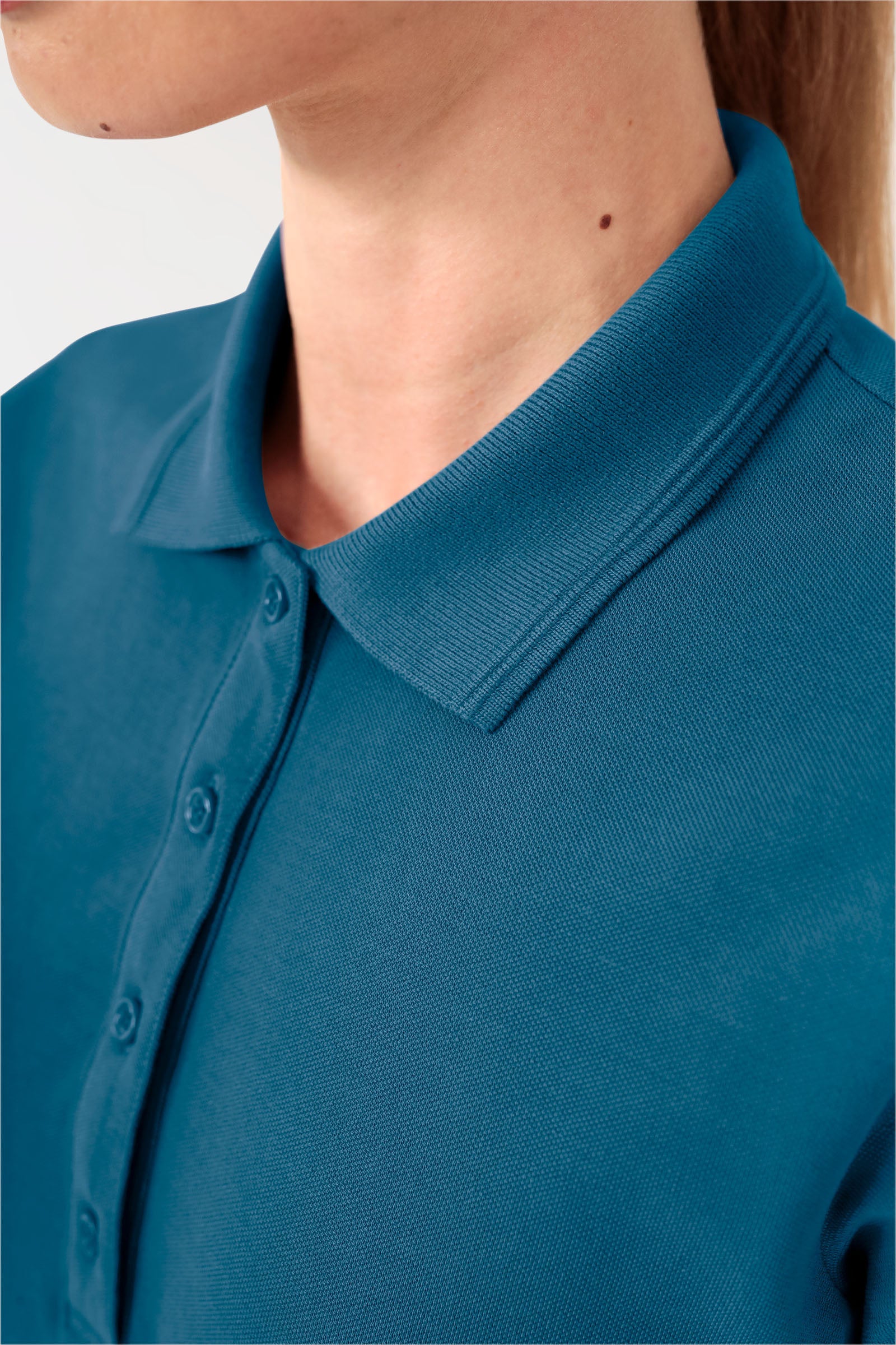 COMFY FLEX Stretch Shirt Damen - Polokragen petrol