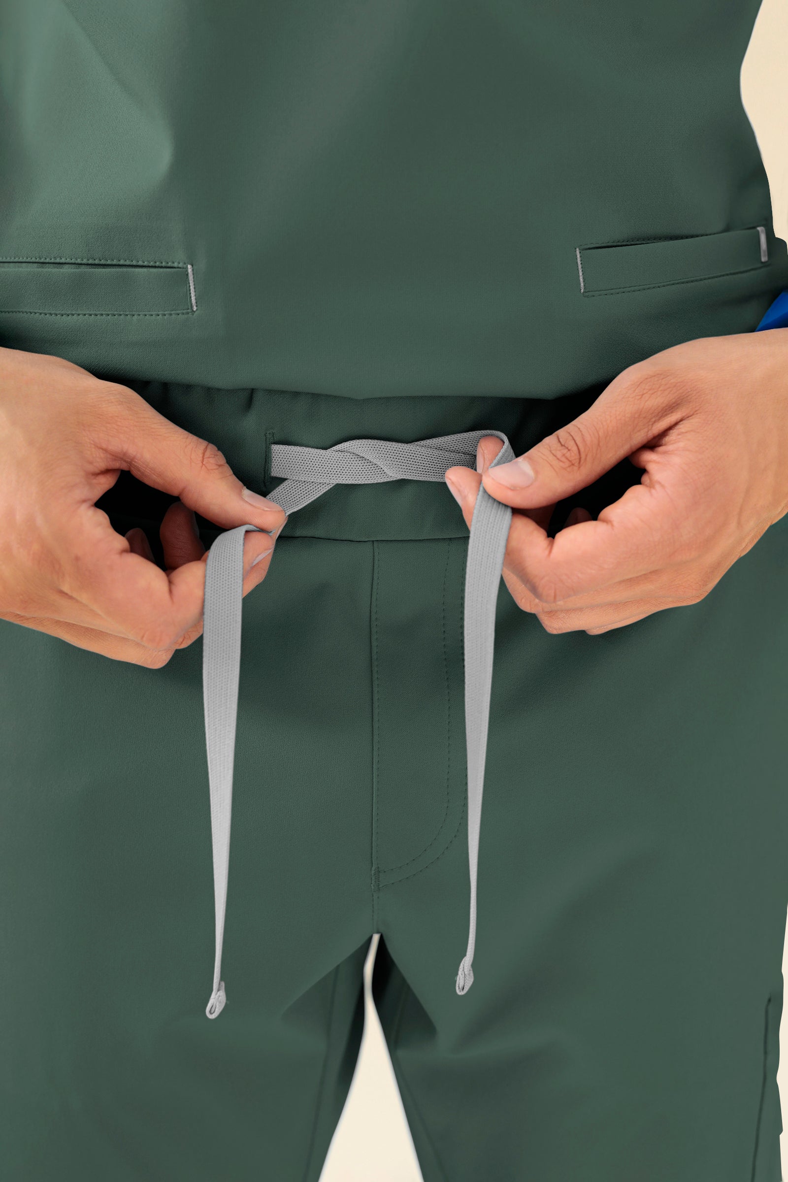 KAERE Hose Herren - gerader Saum mit Beintaschen dunkelgrün