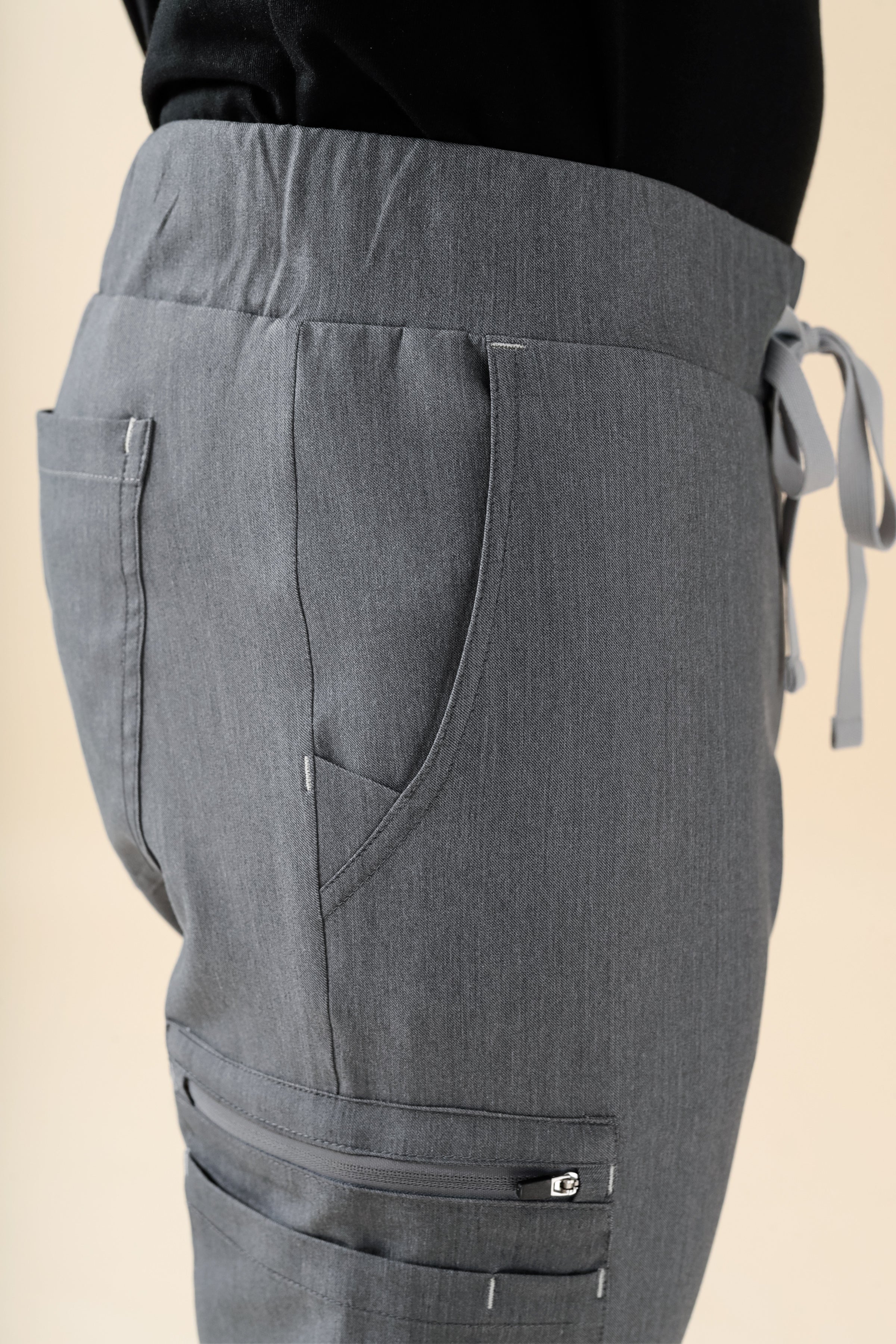 KAERE Hose Herren - gerader Saum Kurzgr. mit Beintaschen grau melange