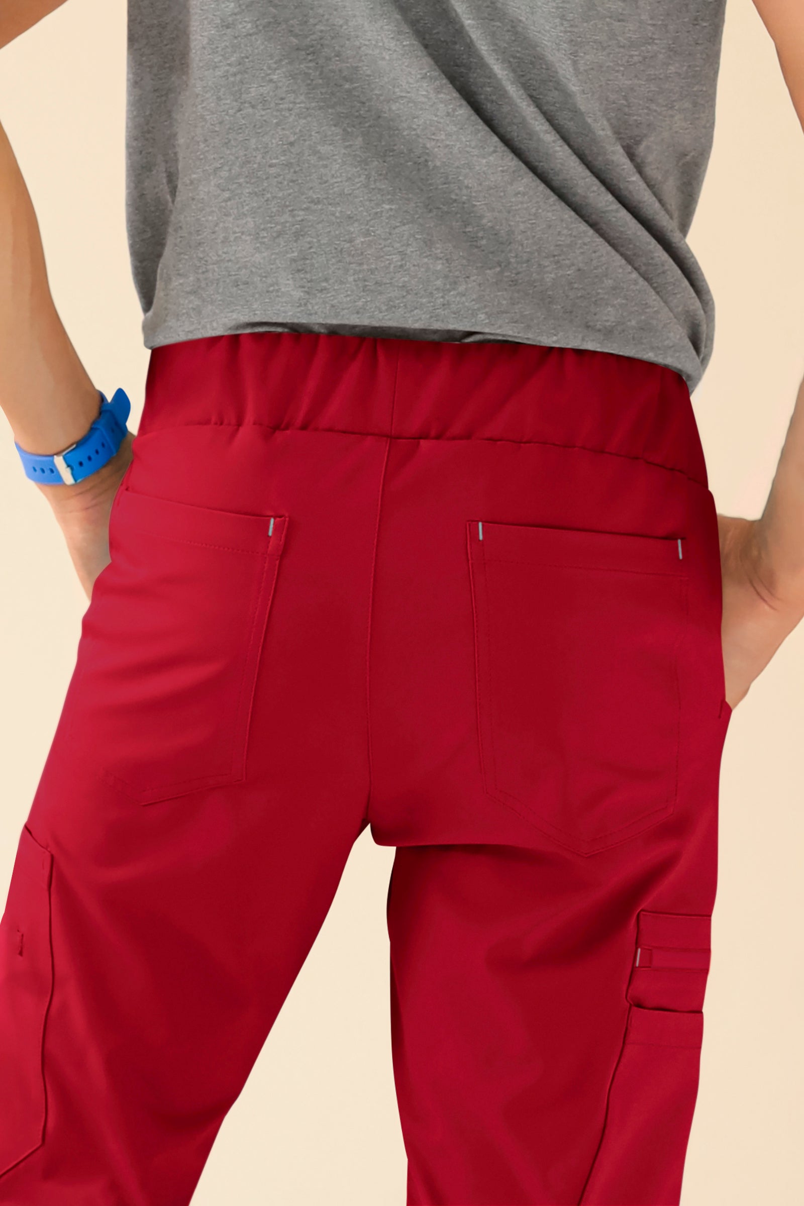 KAERE Hose Herren - gerader Saum mit Beintaschen rot