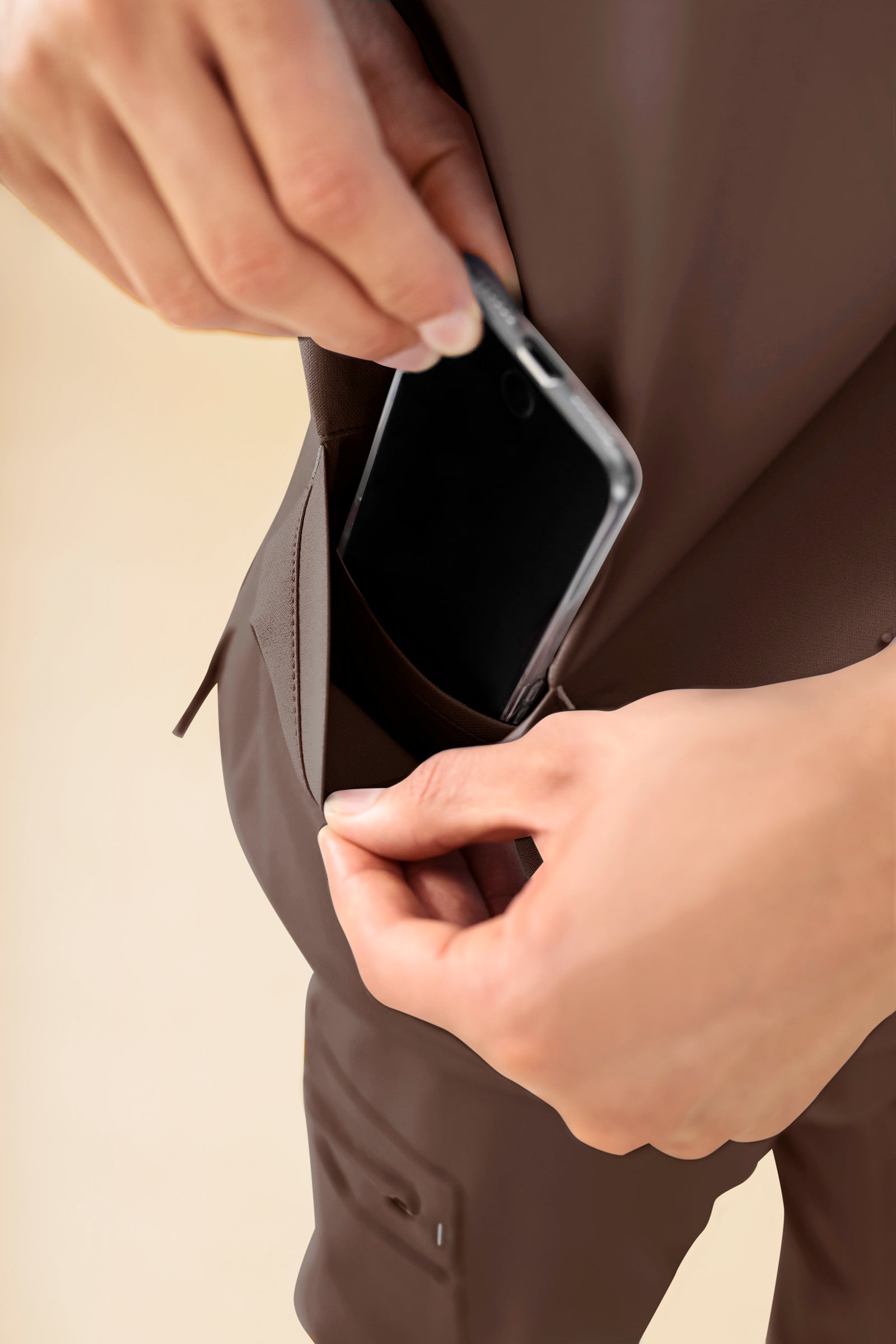 KAERE Schlupfkasack Herren - V-Ausschnitt coffee