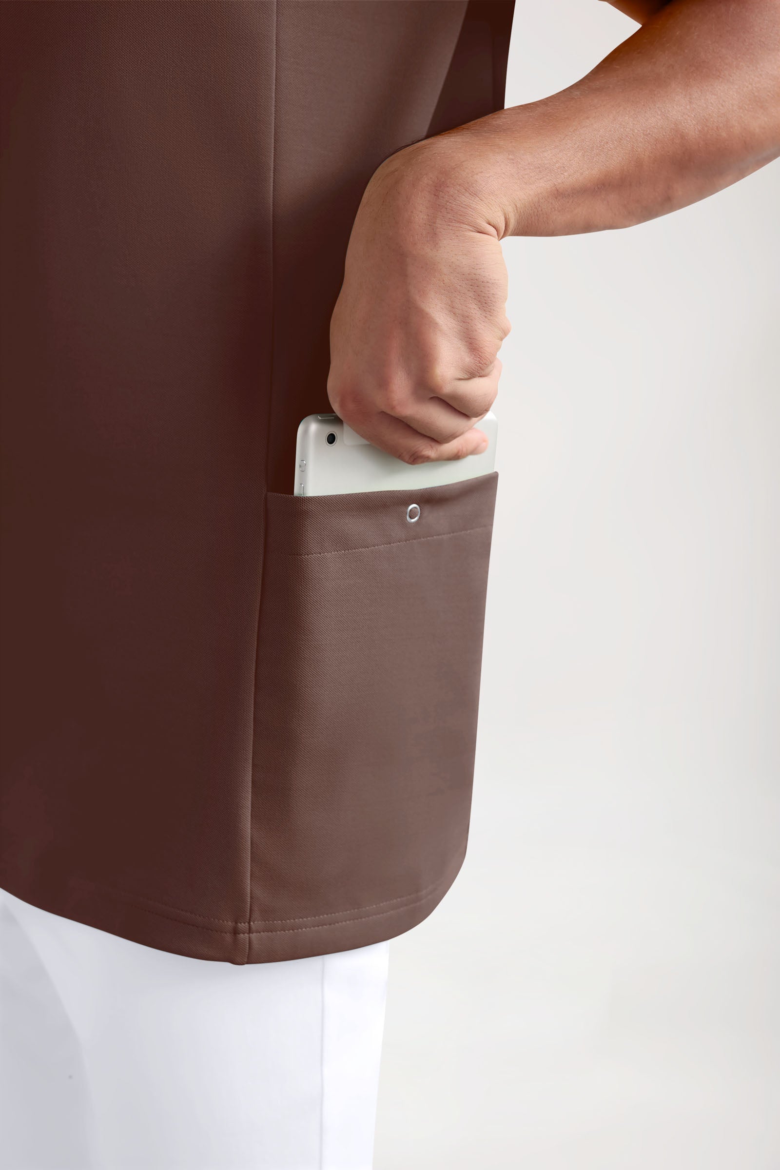 COMFY FLEX Stretch Schlupfkasack Herren - Polokragen coffee