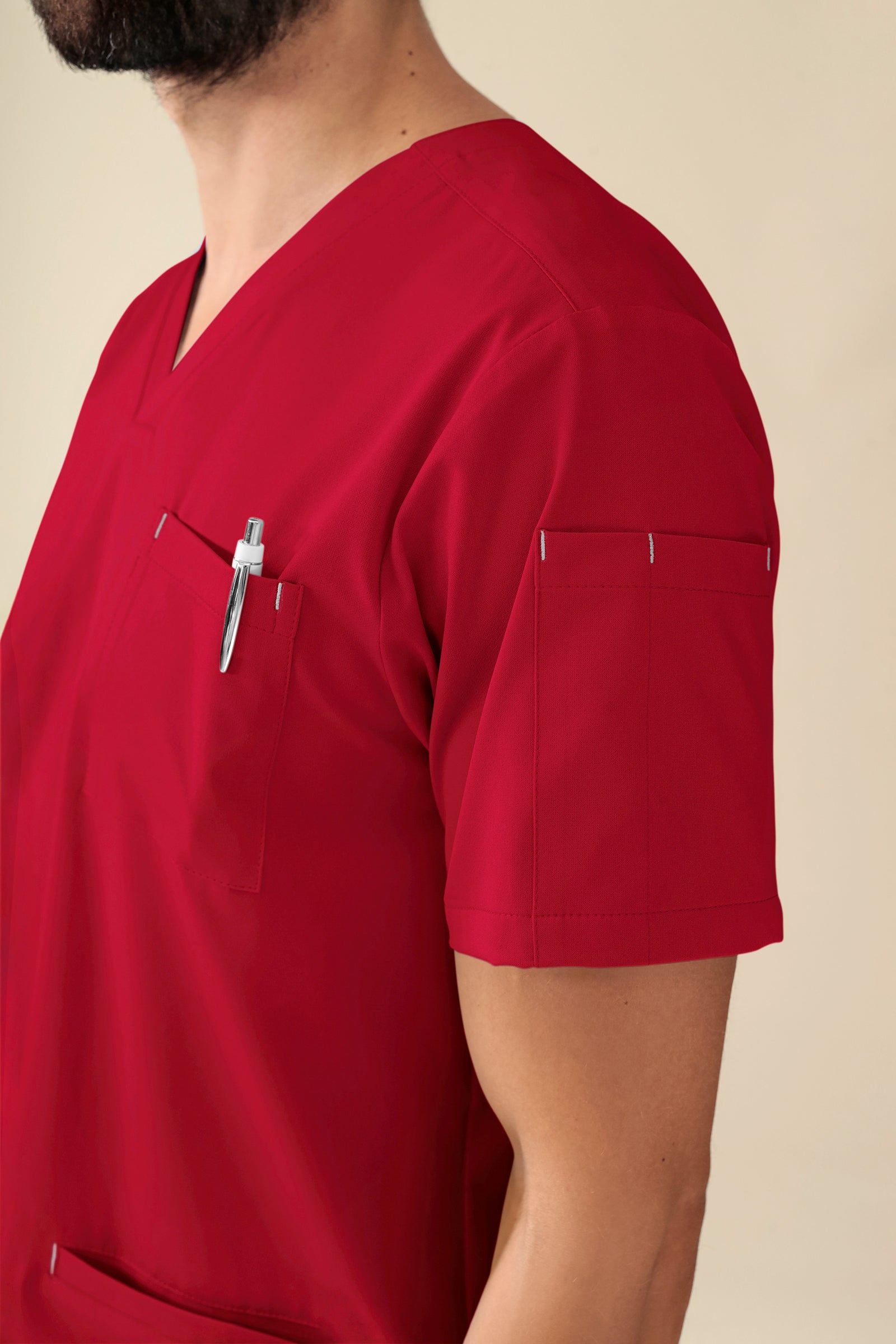 KAERE Schlupfkasack Herren - V-Ausschnitt rot