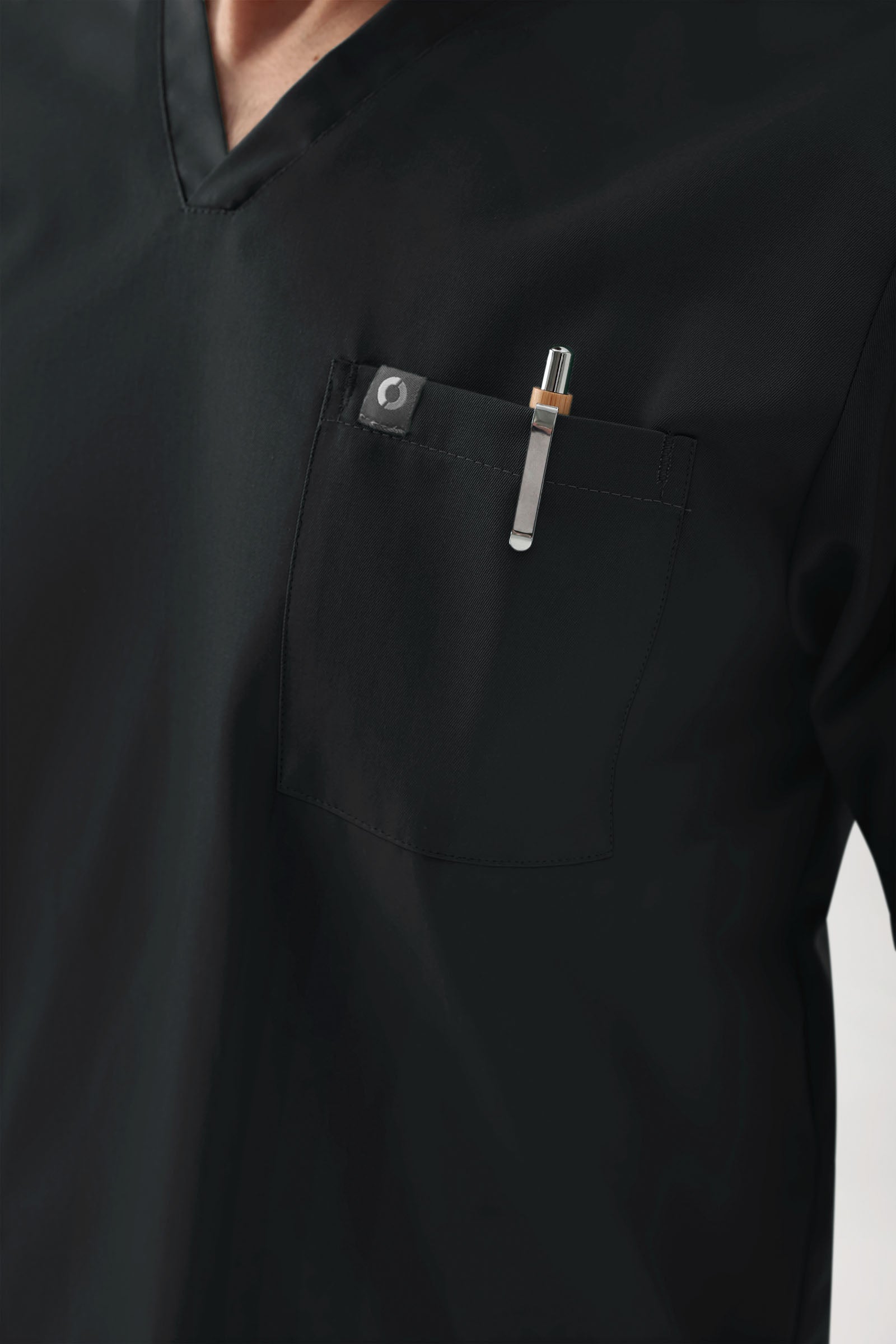 GREEN Stretch Schlupfkasack Herren - V-Ausschnitt schwarz