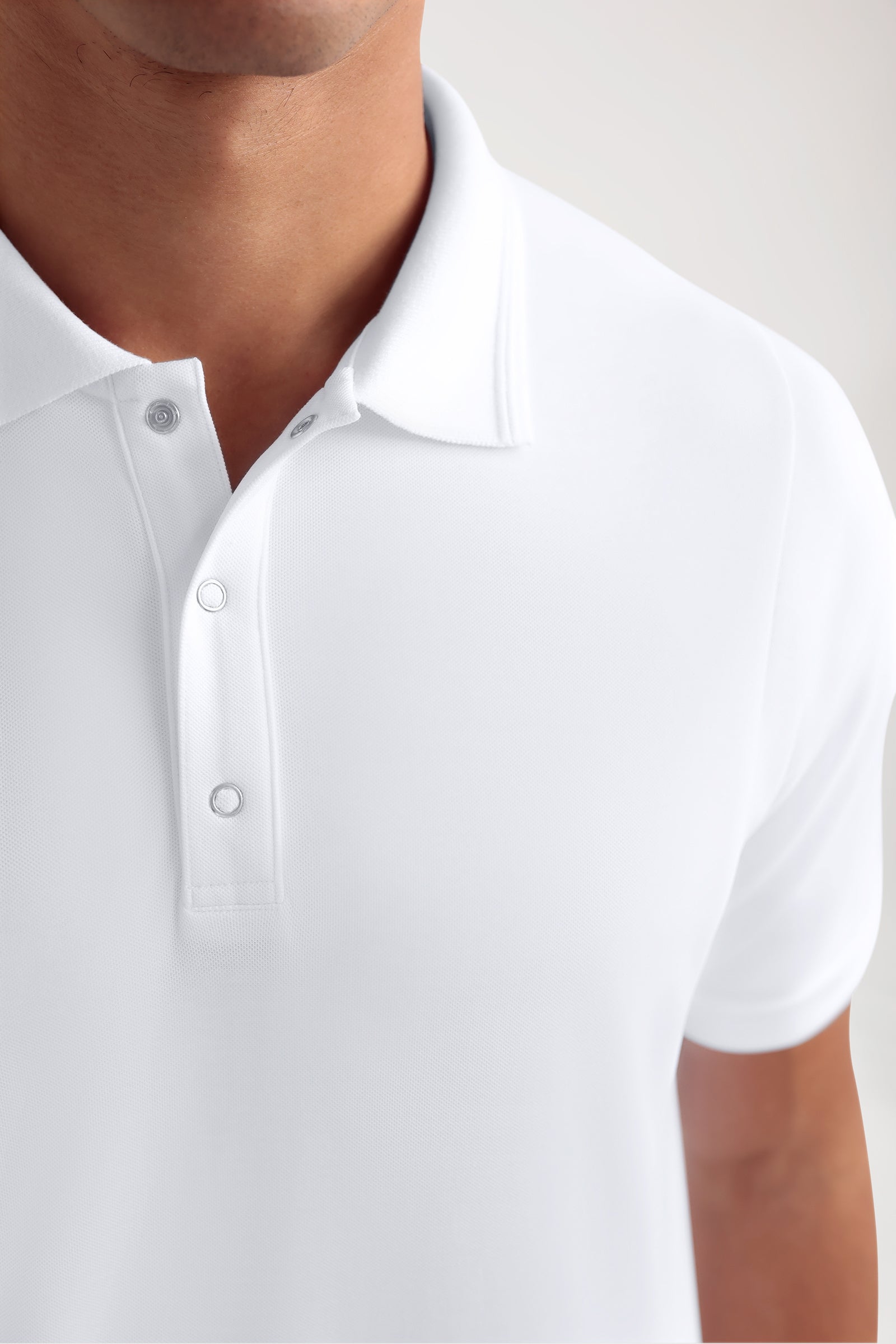 COMFY FLEX Stretch Schlupfkasack Herren - Polokragen weiß