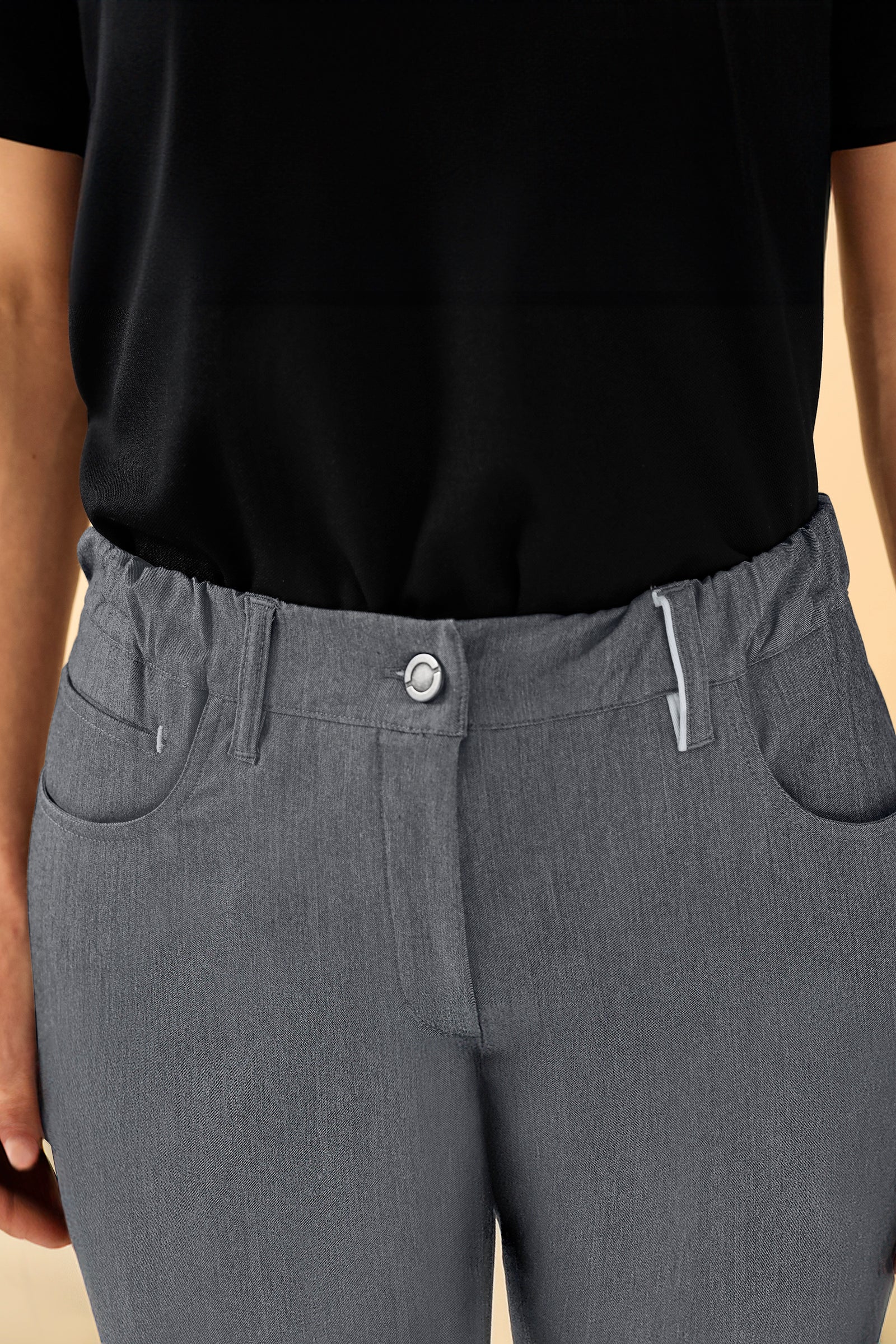 KAERE Hose Damen - 5-Pocket grau melange