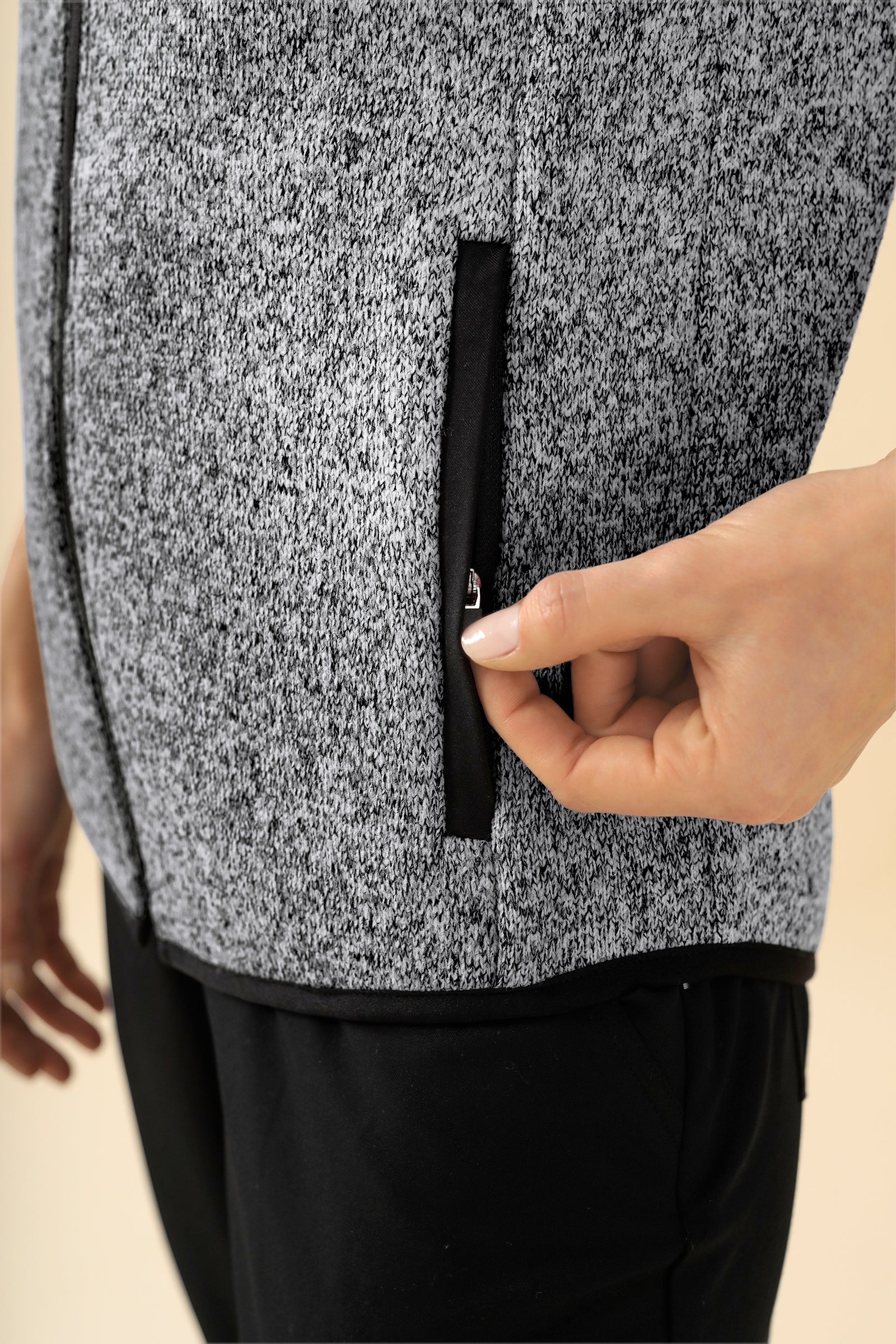 KAERE Fleeceweste Unisex - Stehkragen grau melange