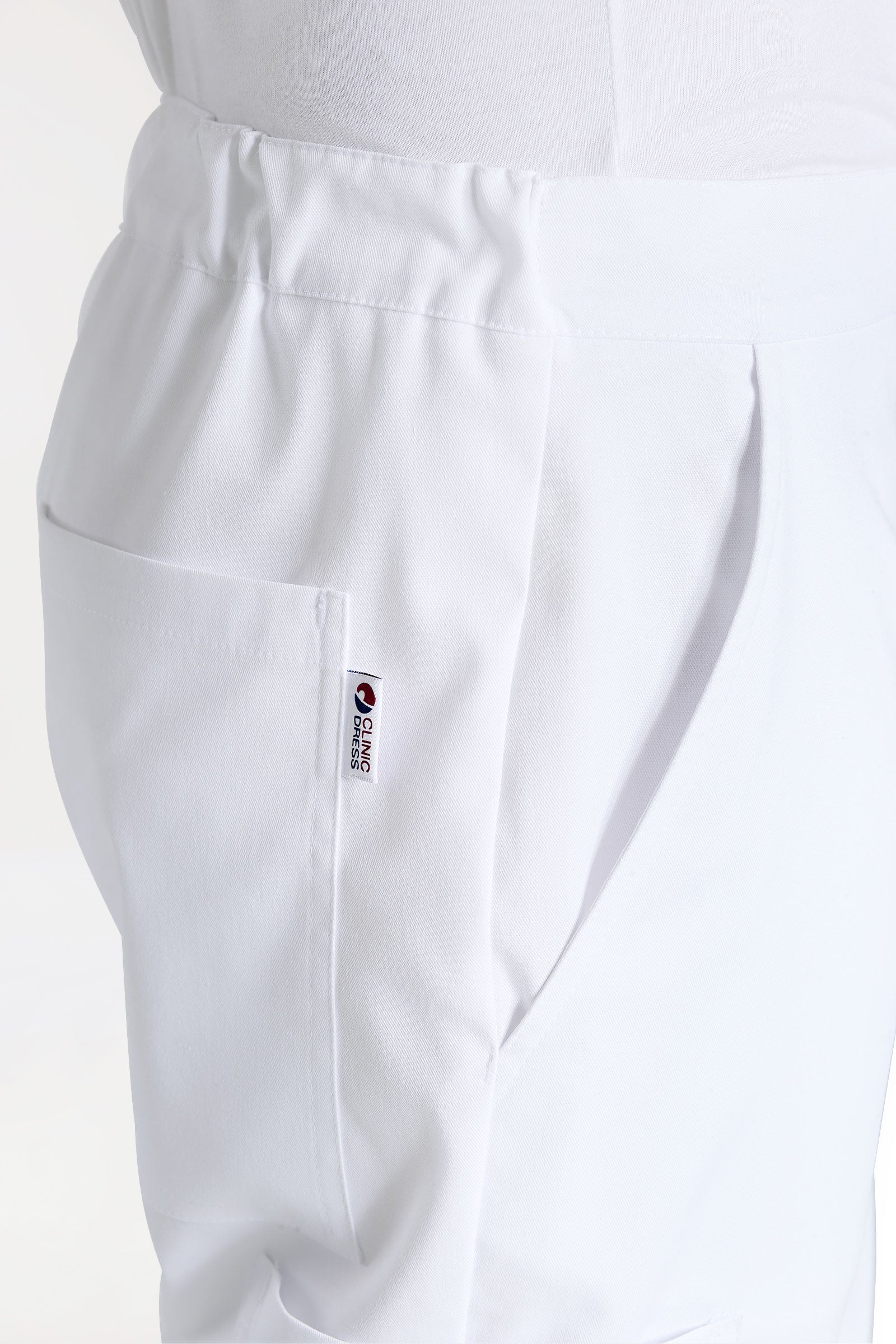 CLINIC STRETCH Hose Unisex - mit Beintasche weiß