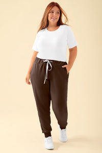 KAERE Hose Damen Normale Größe - Saumabschluss mit Strickbund coffee
