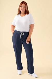 KAERE Hose Damen - gerader Saum mit Beintaschen navy