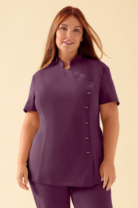 KAERE Kasack Damen - asymmetrische Knopfleiste pflaume
