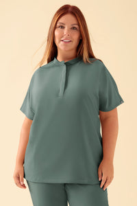 KAERE Schlupfkasack Damen - Stehkragen dunkelgrün