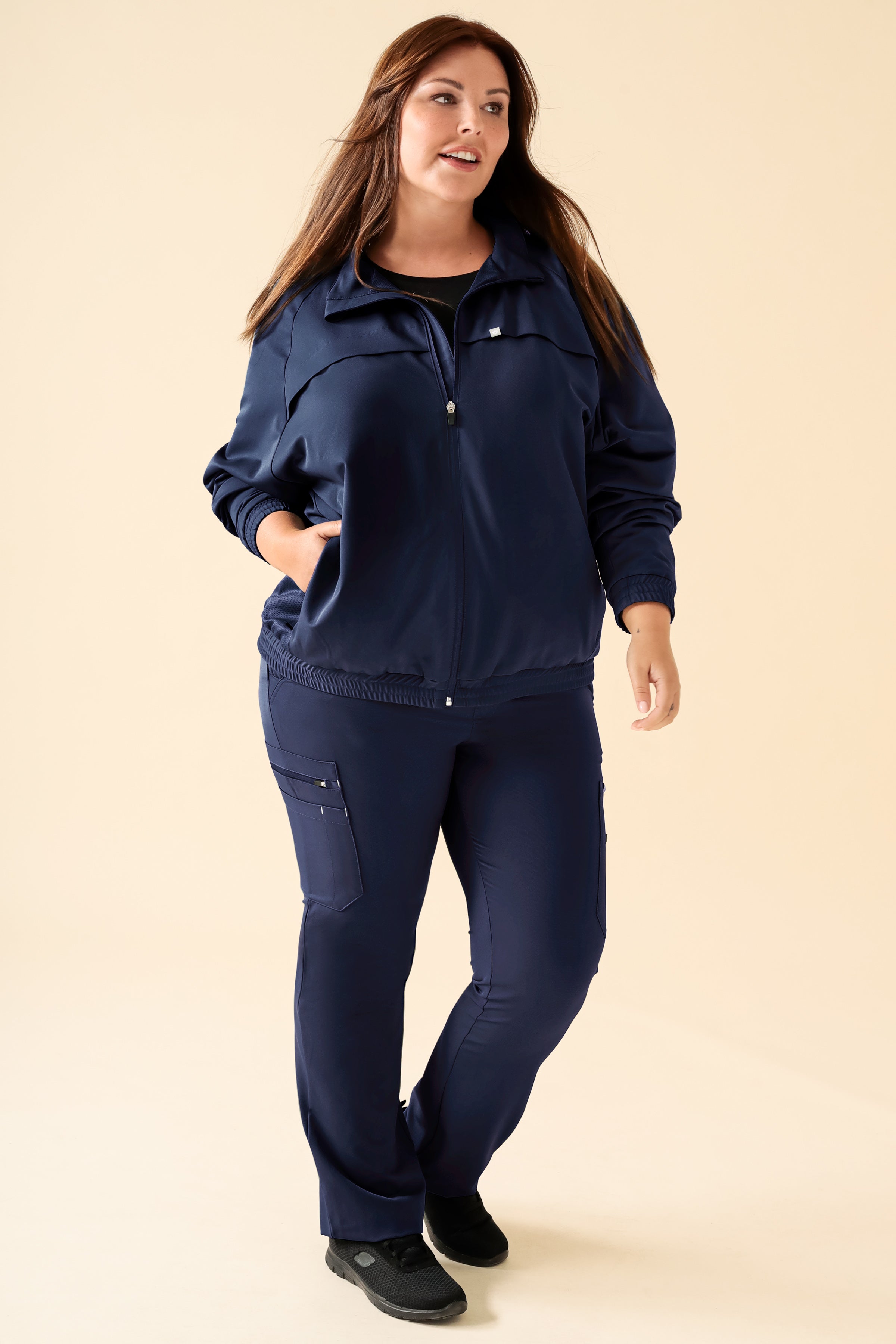 KAERE Blousonjacke Damen - mit elastischen Bündchen navy, Vorderansicht