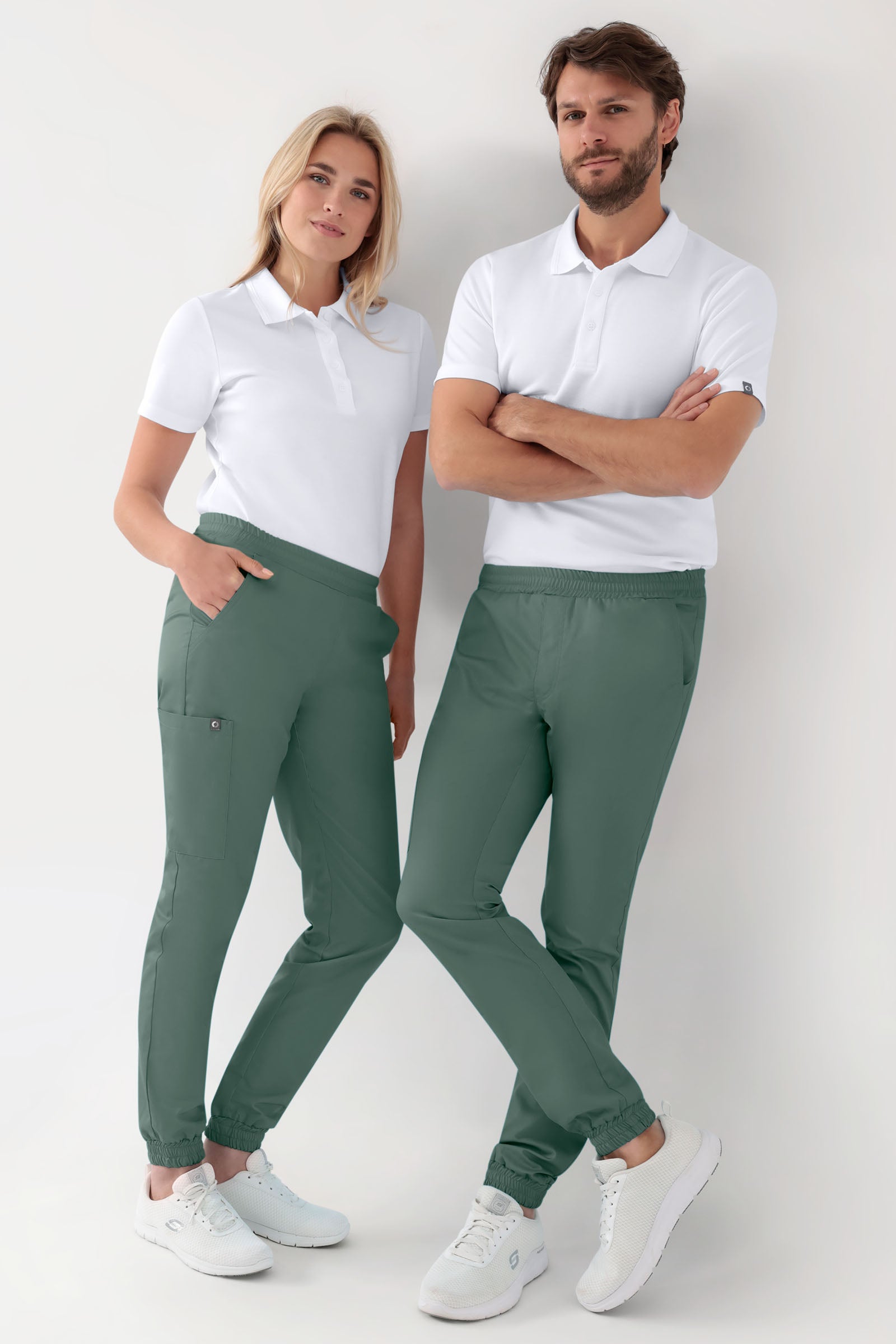 GREEN Stretch Hose Damen - Jogpants Style dunkelgrün, Vorderansicht
