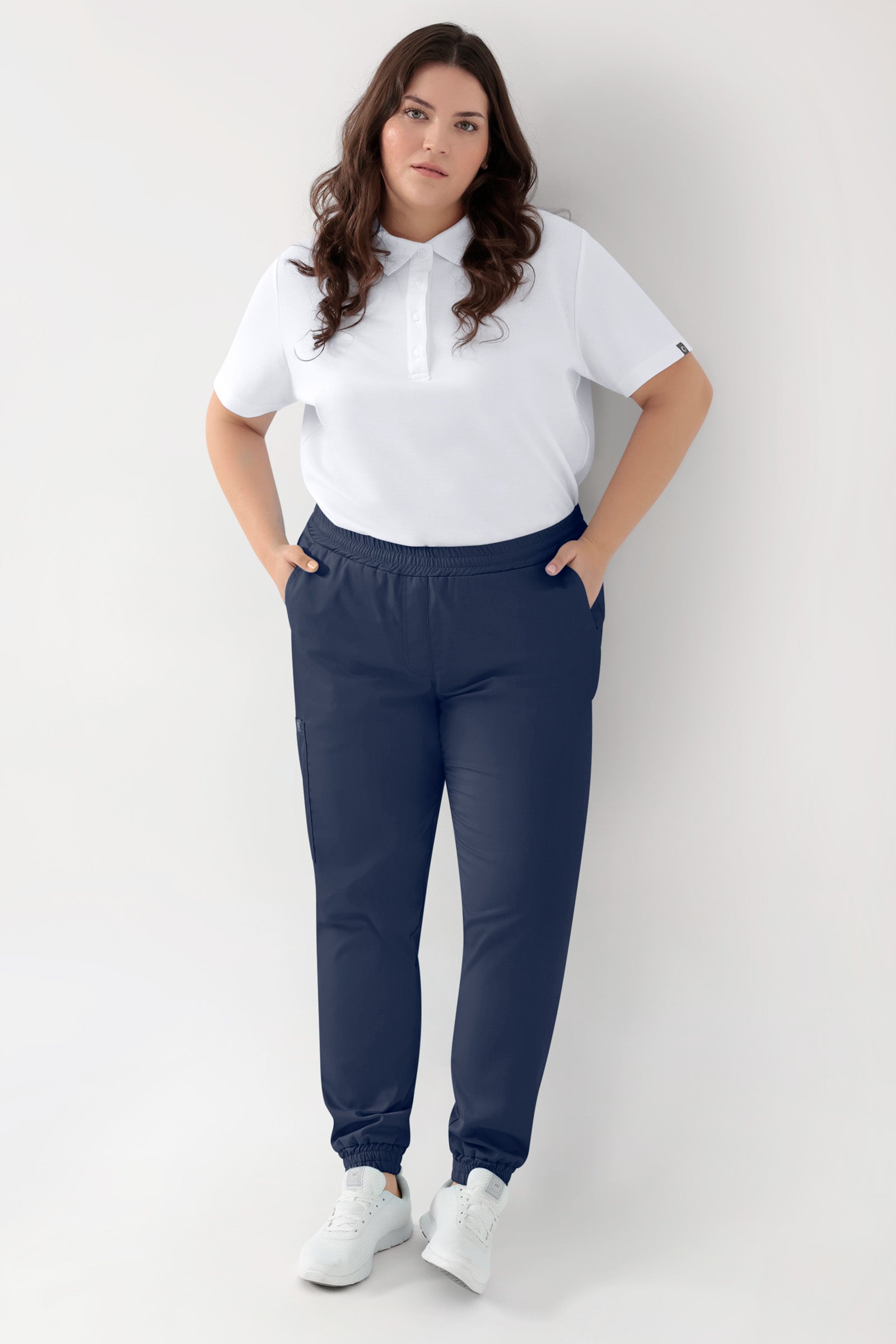 GREEN Stretch Hose Damen - Jogpants Style navy, Vorderansicht