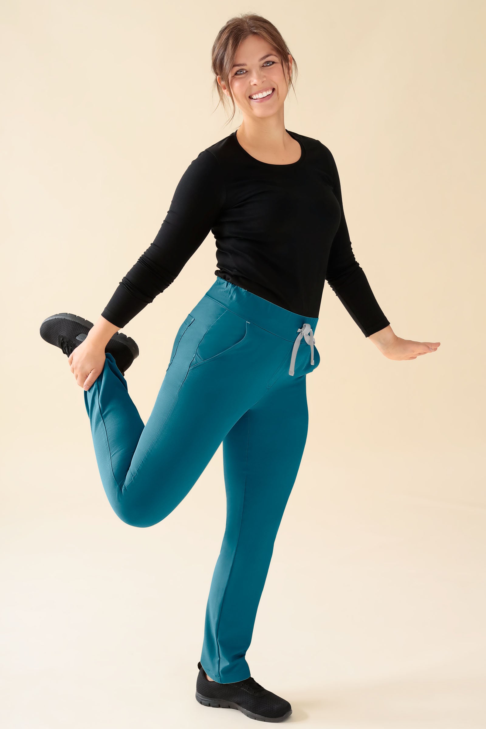 KAERE Hose Damen - gerader Saum Kurzgr. ohne Beintaschen petrol