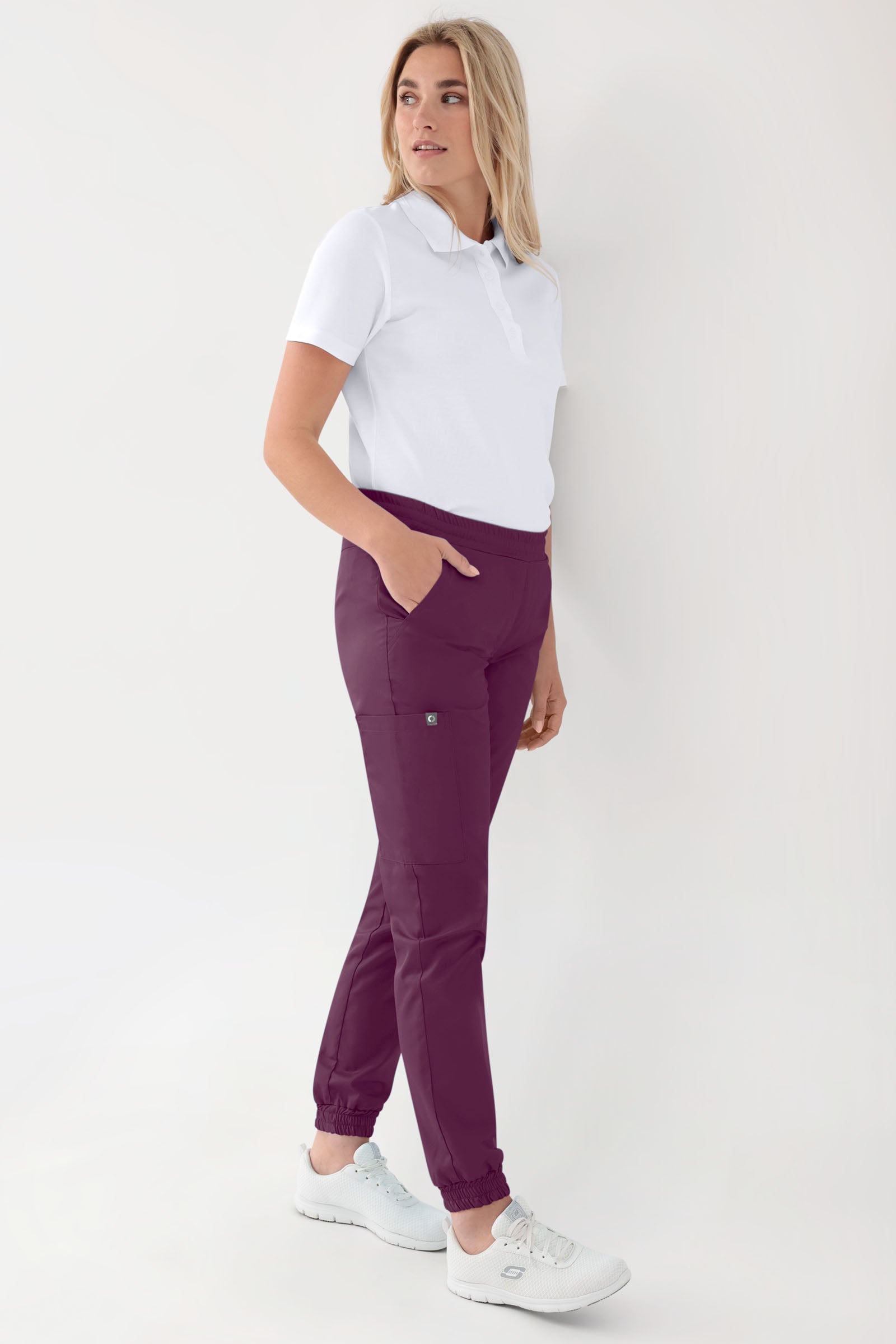 GREEN Stretch Hose Damen - Jogpants Style pflaume, Vorderansicht