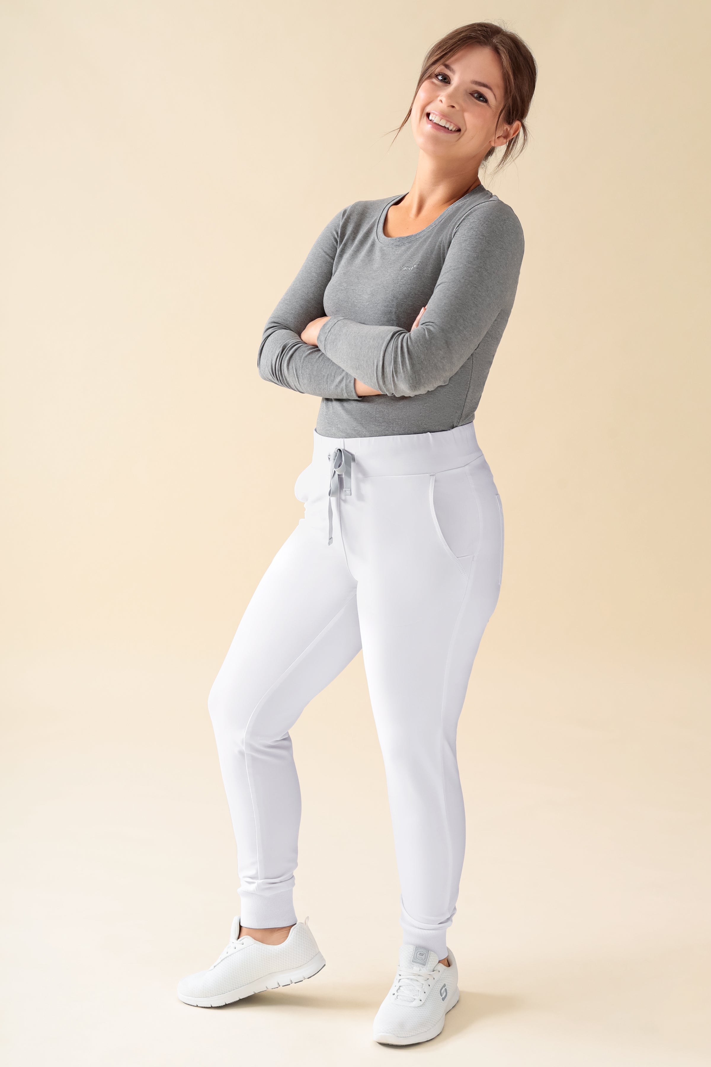 KAERE Hose Damen - Saumbündchen Kurzgr. ohne Beintaschen weiß