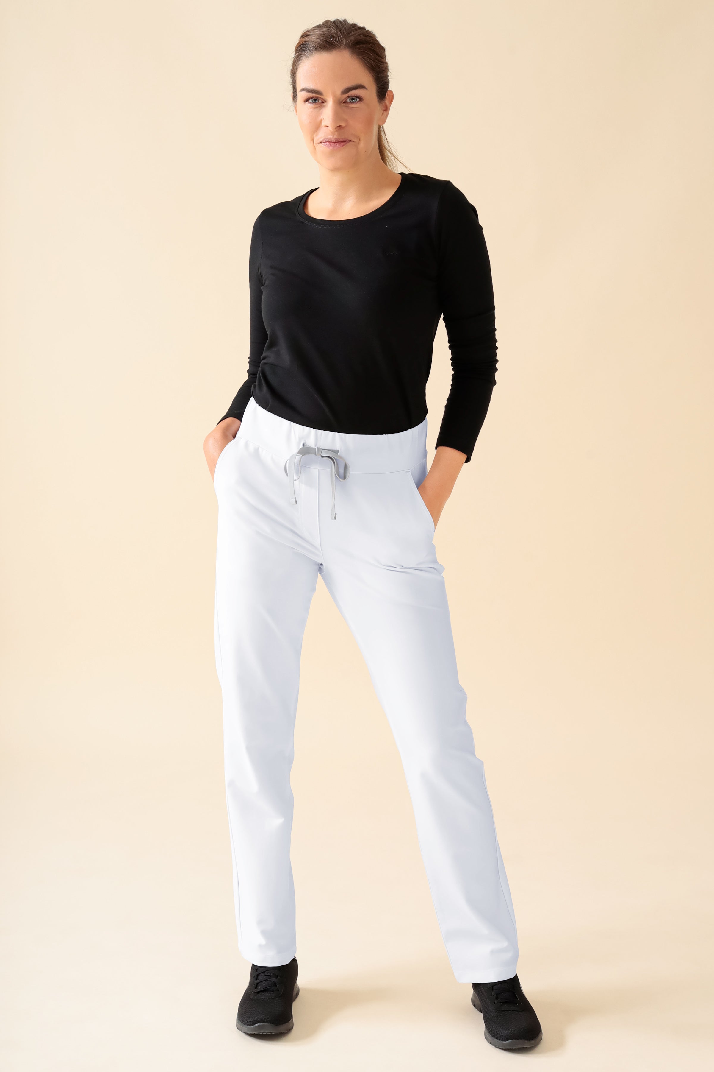 KAERE Hose Damen - gerader Saum Kurzgr. ohne Beintaschen weiß
