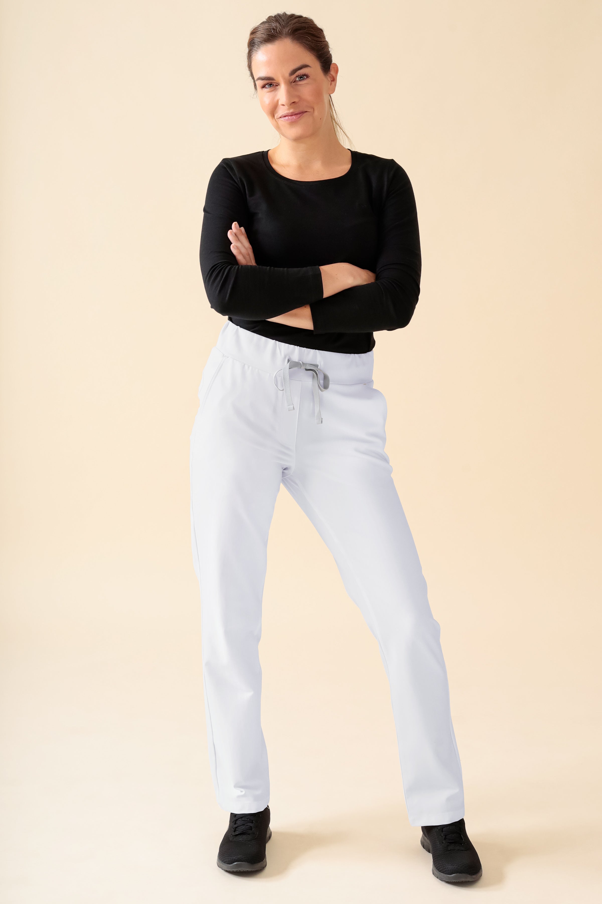 KAERE Hose Damen - gerader Saum Kurzgr. ohne Beintaschen weiß