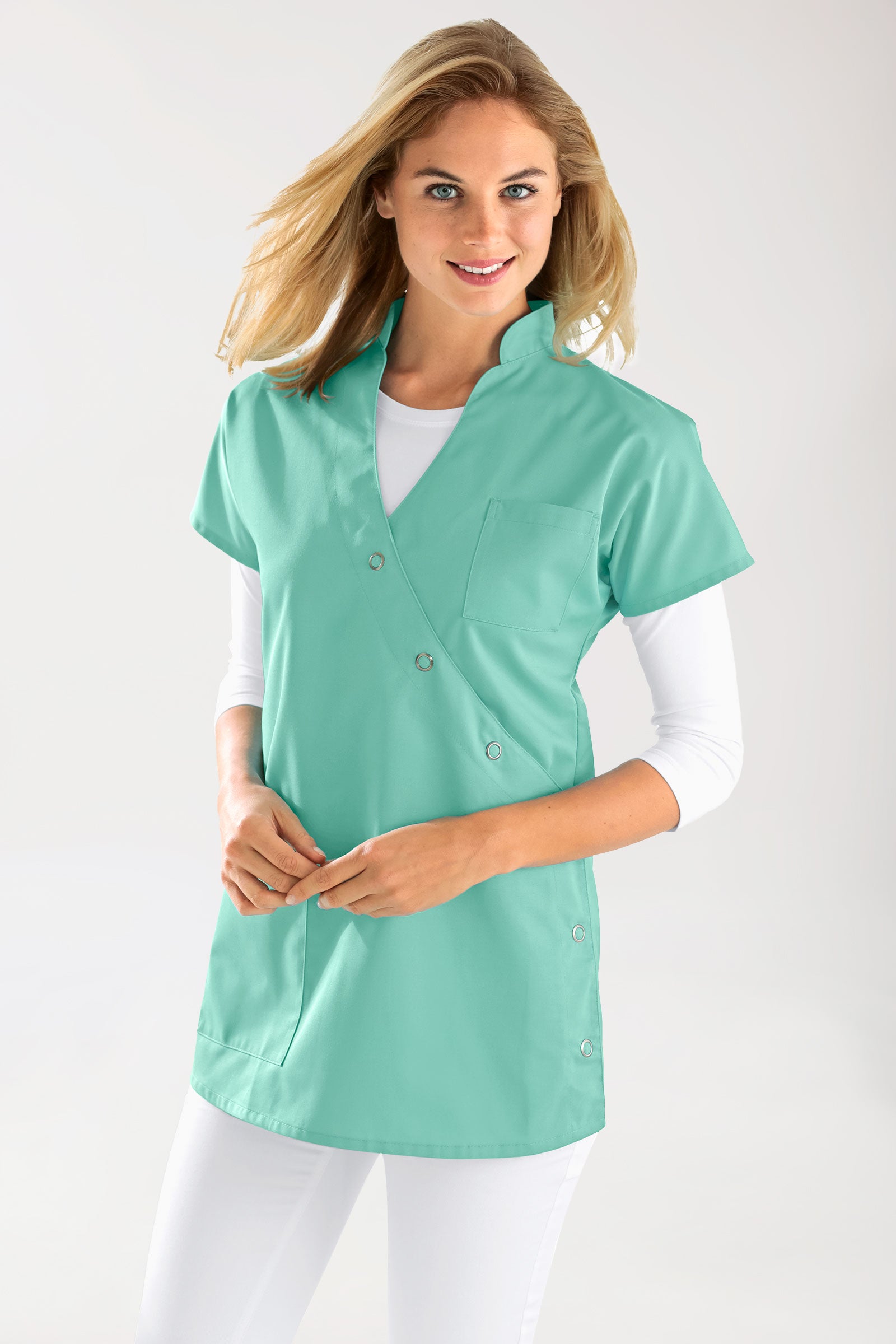 JUST STRONG Kasack Damen - Druckknopfleiste aqua green