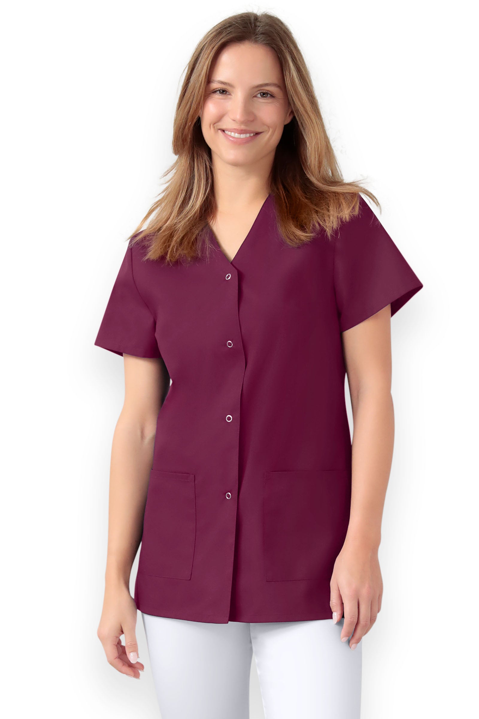 Stretch Kasack Damen - durchgeknöpft berry