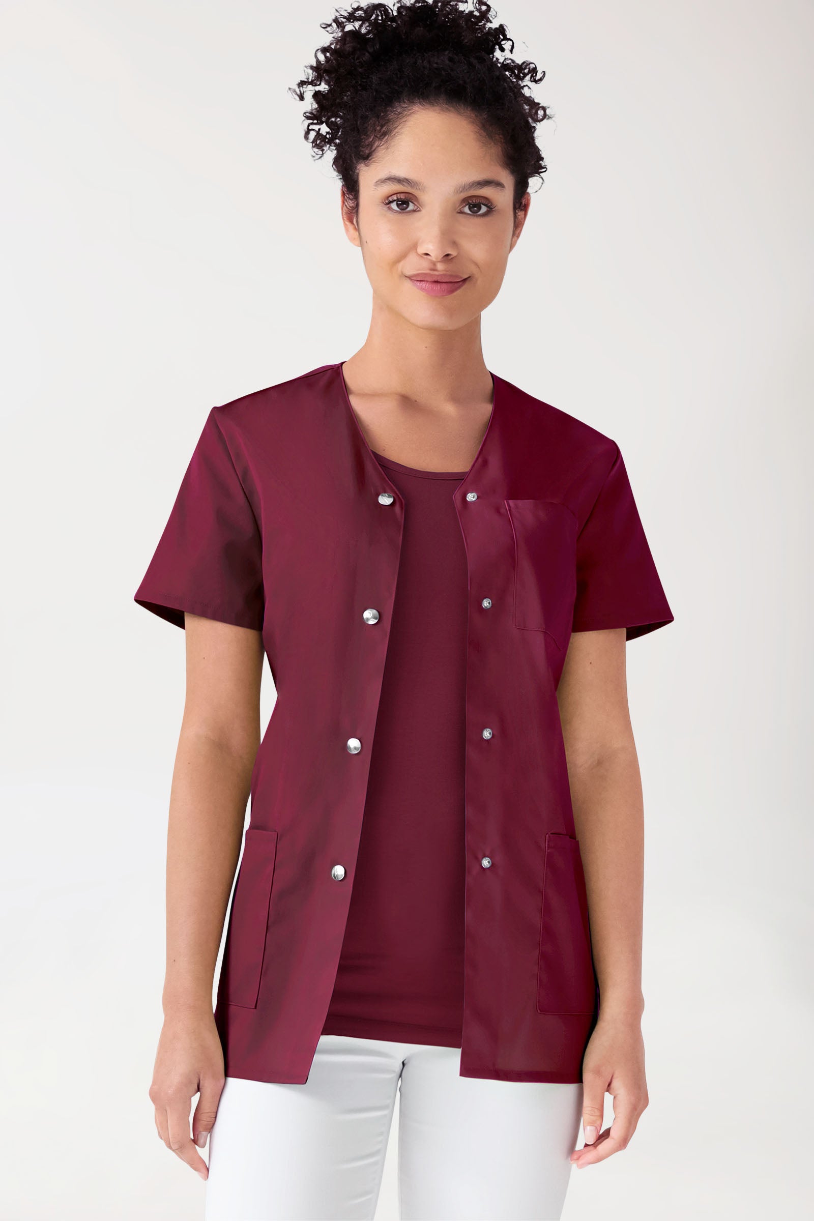 Beauty Kasack Damen - durchgeknöpft bordeaux