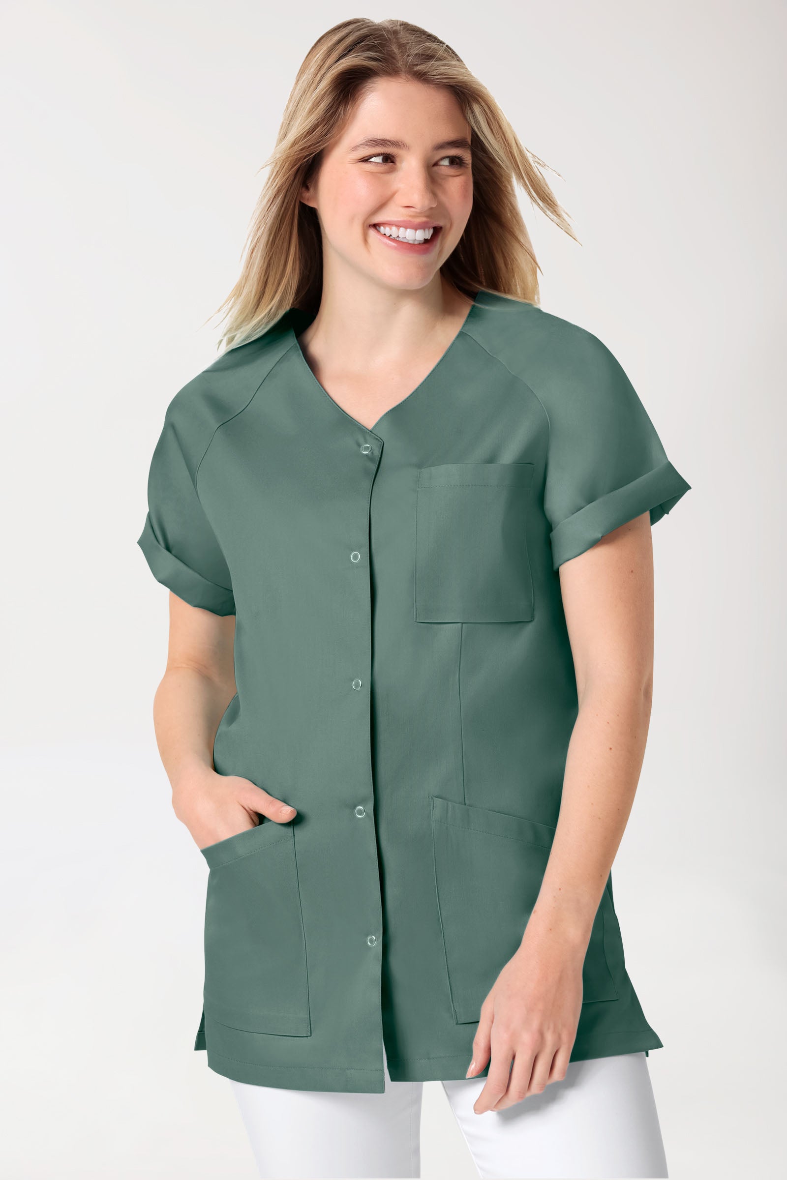 CORE Kasack Damen - durchgeknöpft dunkelgrün