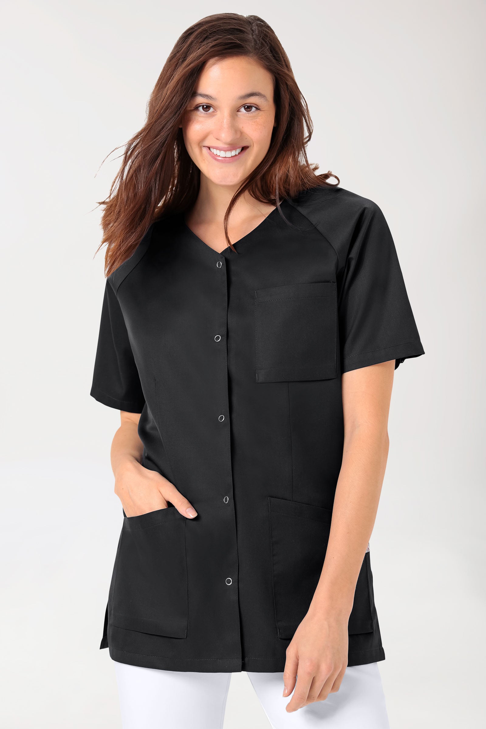 CORE Kasack Damen - durchgeknöpft schwarz