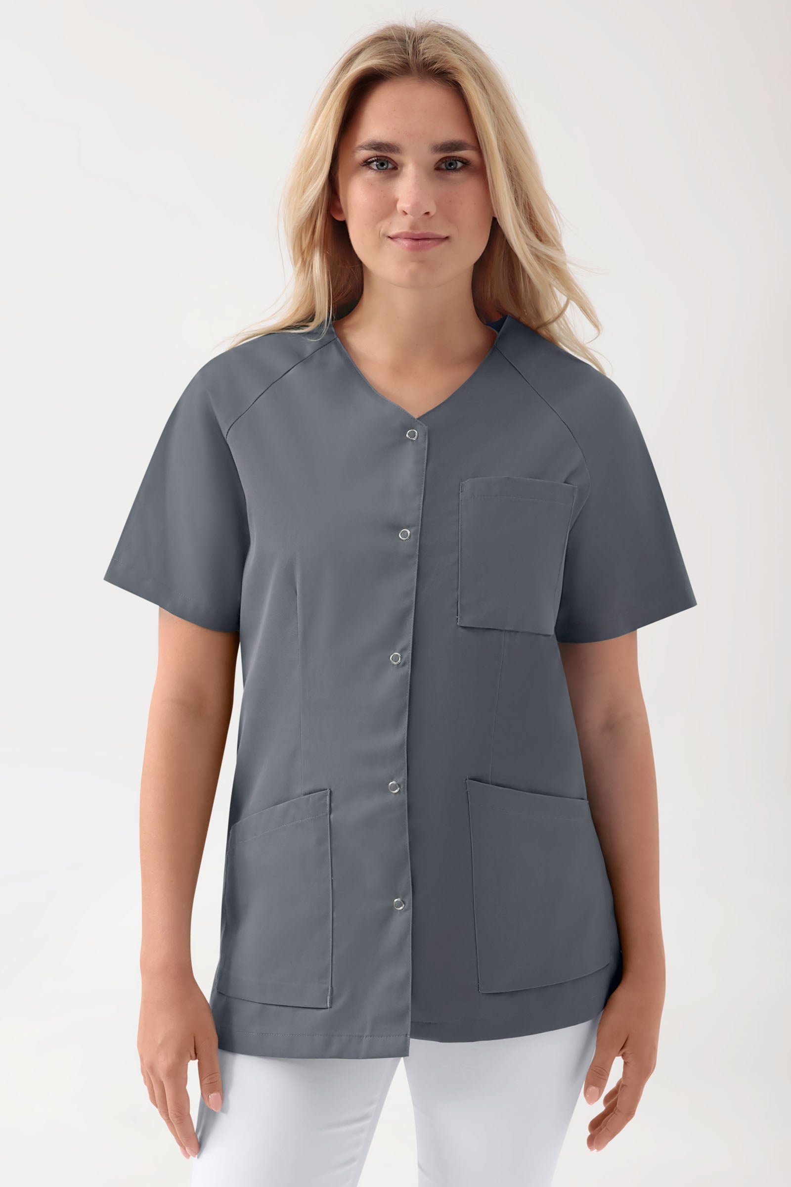 DER Kasack-Kasack Damen - durchgeknöpft steingrau