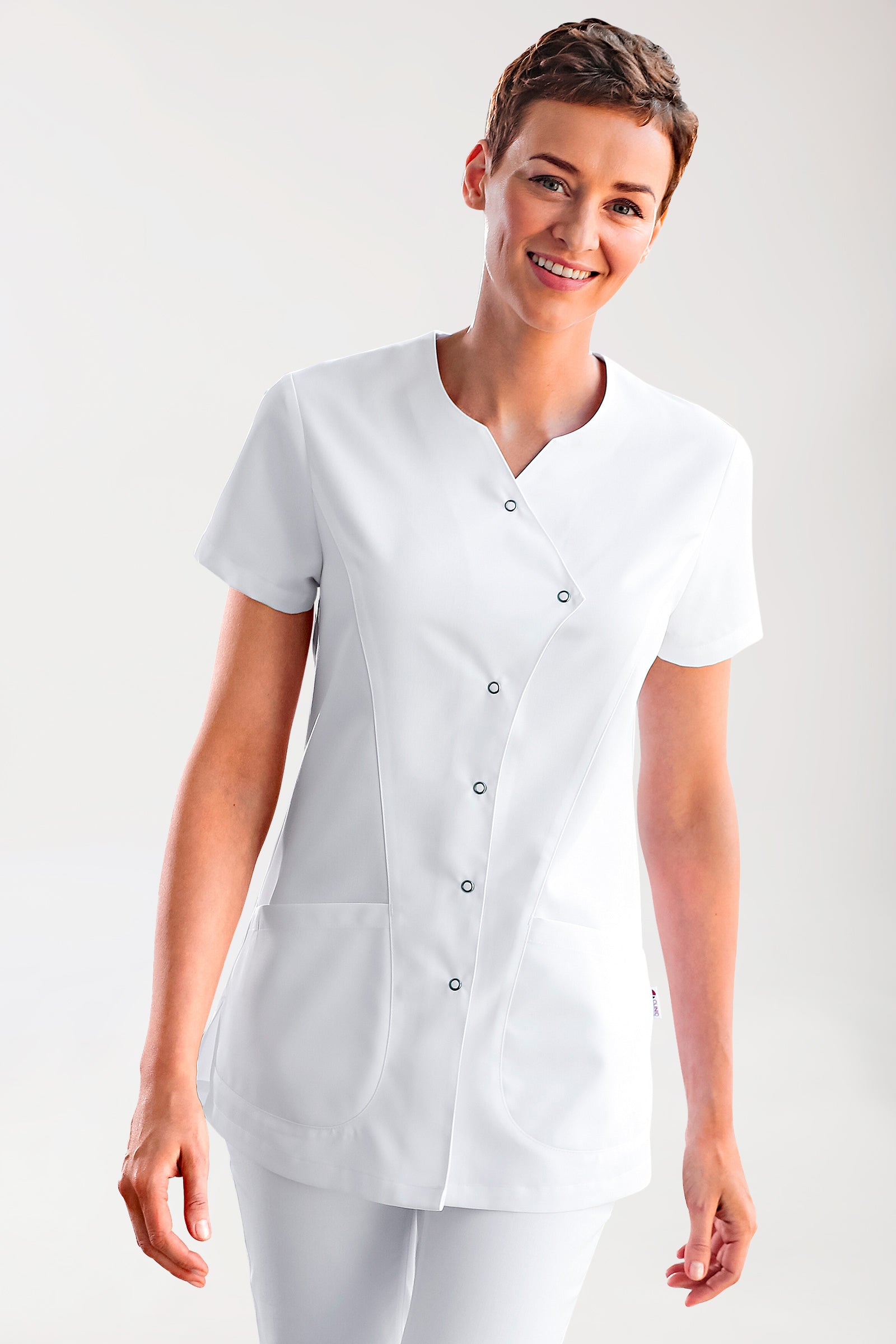 GREEN Kasack Damen - geknöpft weiß