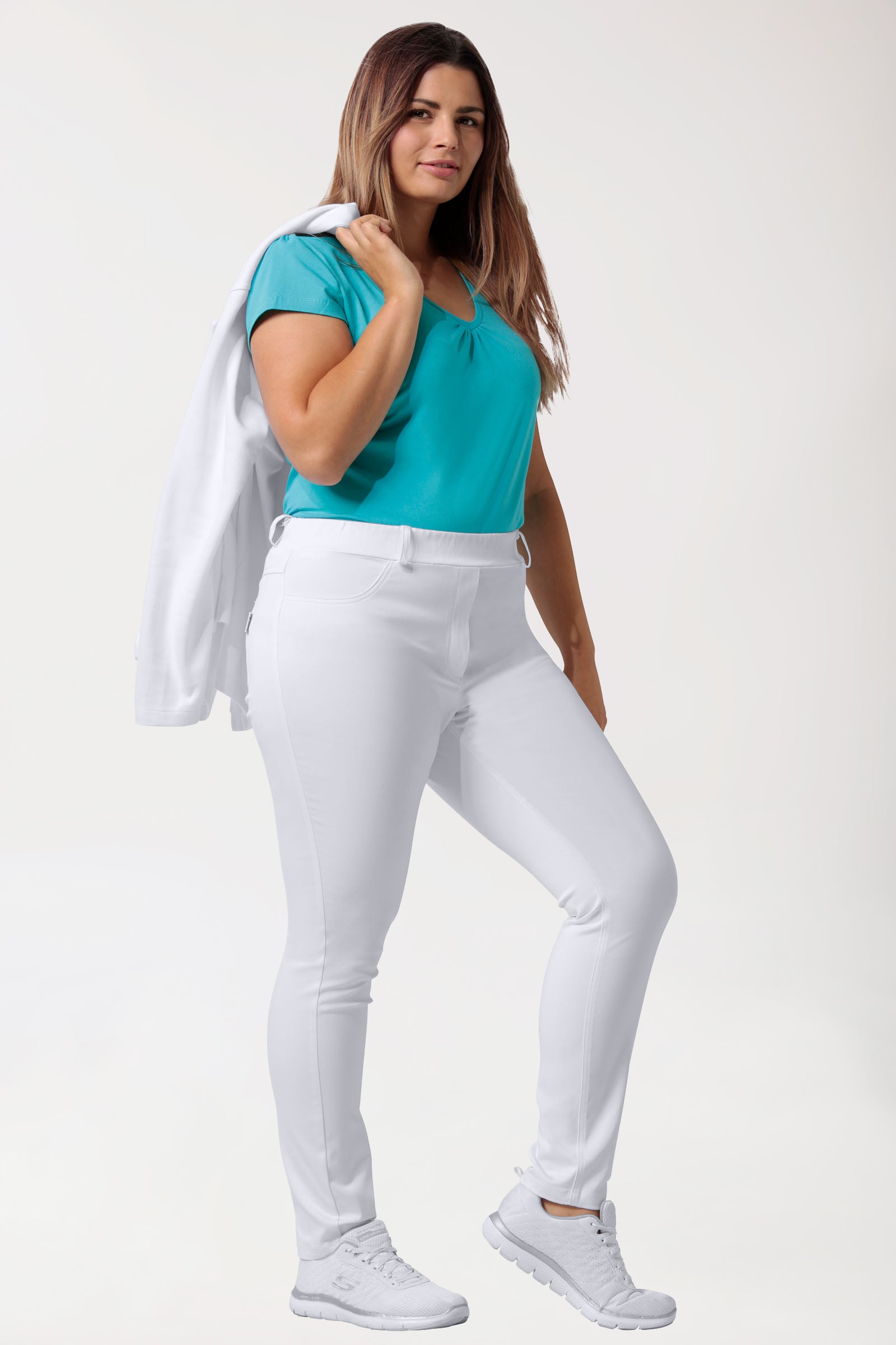 Curved Leggings COMFY FLEX - elastischer Rundumgummibund weiß