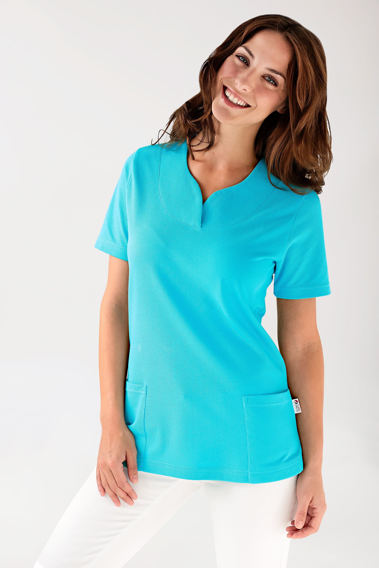 Piqué Longshirt Damen - diagonaler Ausschnitt curaçao