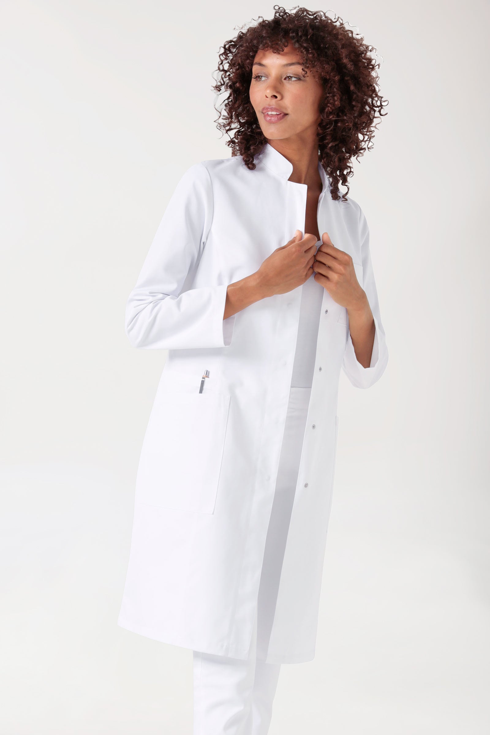 Mantel Damen - Stehkragen weiß