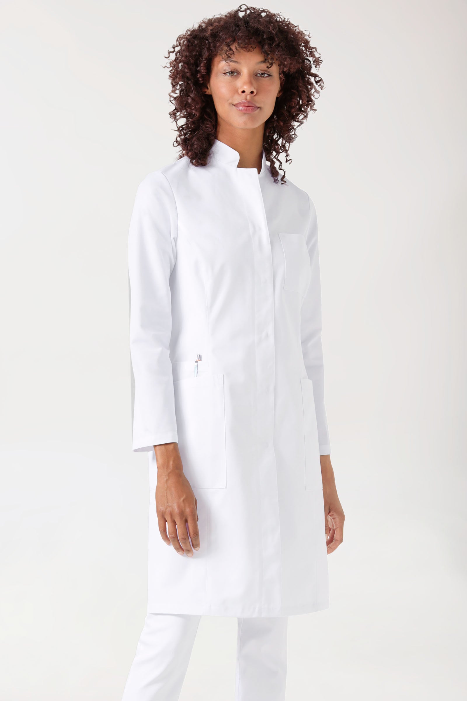 Mantel Damen - Baumwolle - Druckknopfleiste - weiß