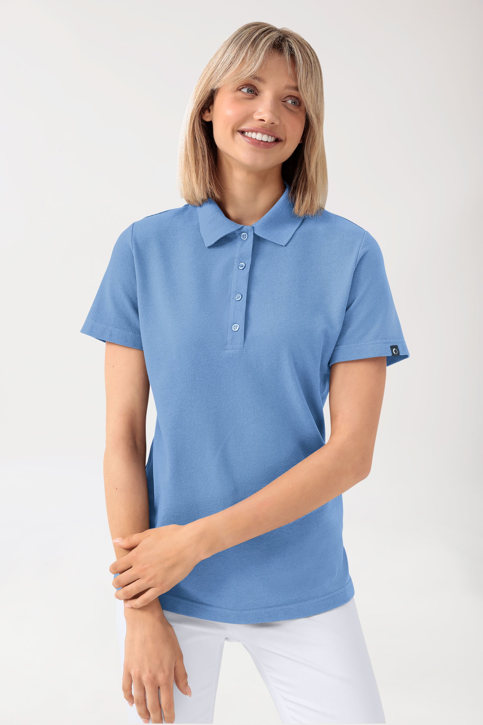 CORE Shirt Damen - Polokragen himmelblau