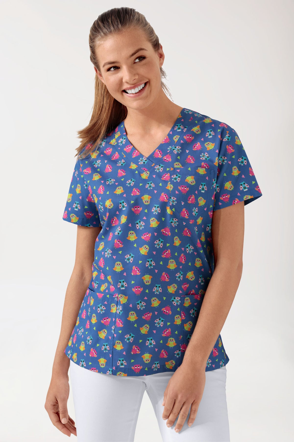 Leichter Schlupfkasack Damen - Alloverprint blau/bunt