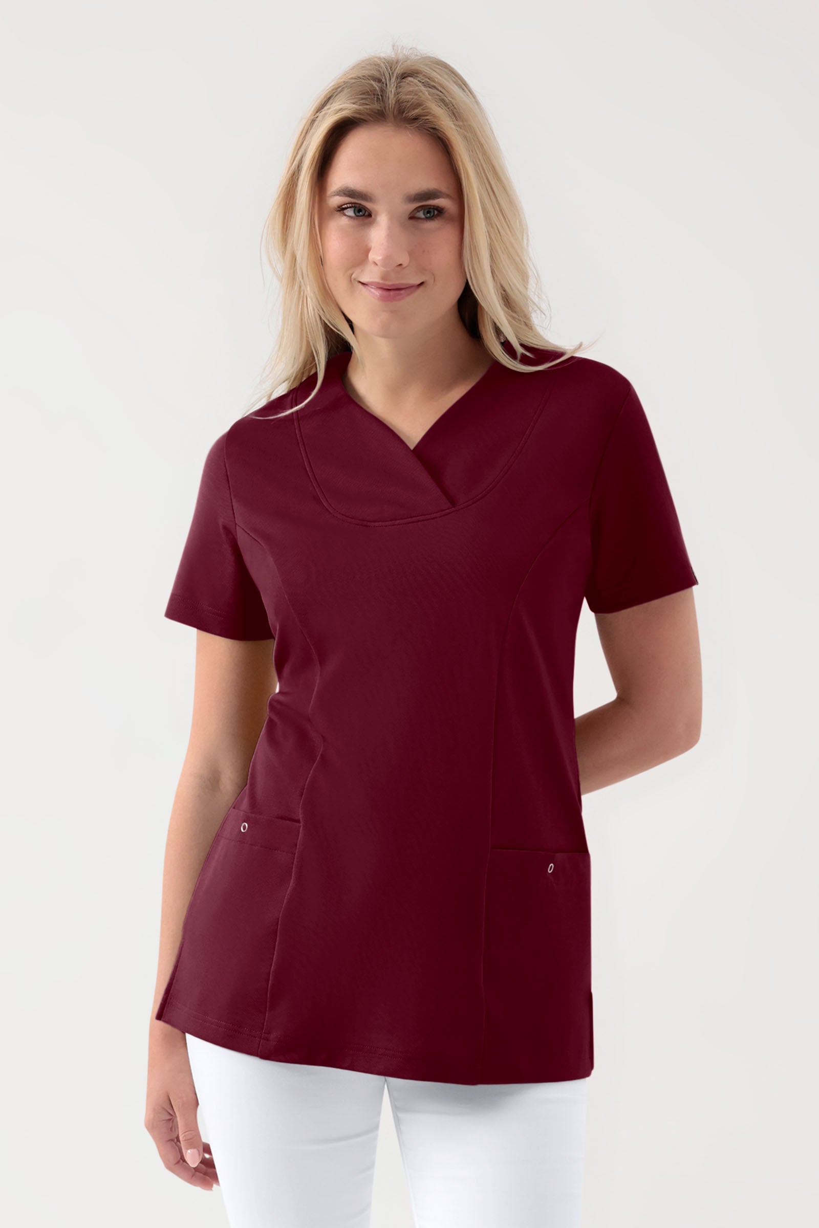 COMFY FLEX Stretch Schlupfkasack Damen - Herzausschnitt bordeaux