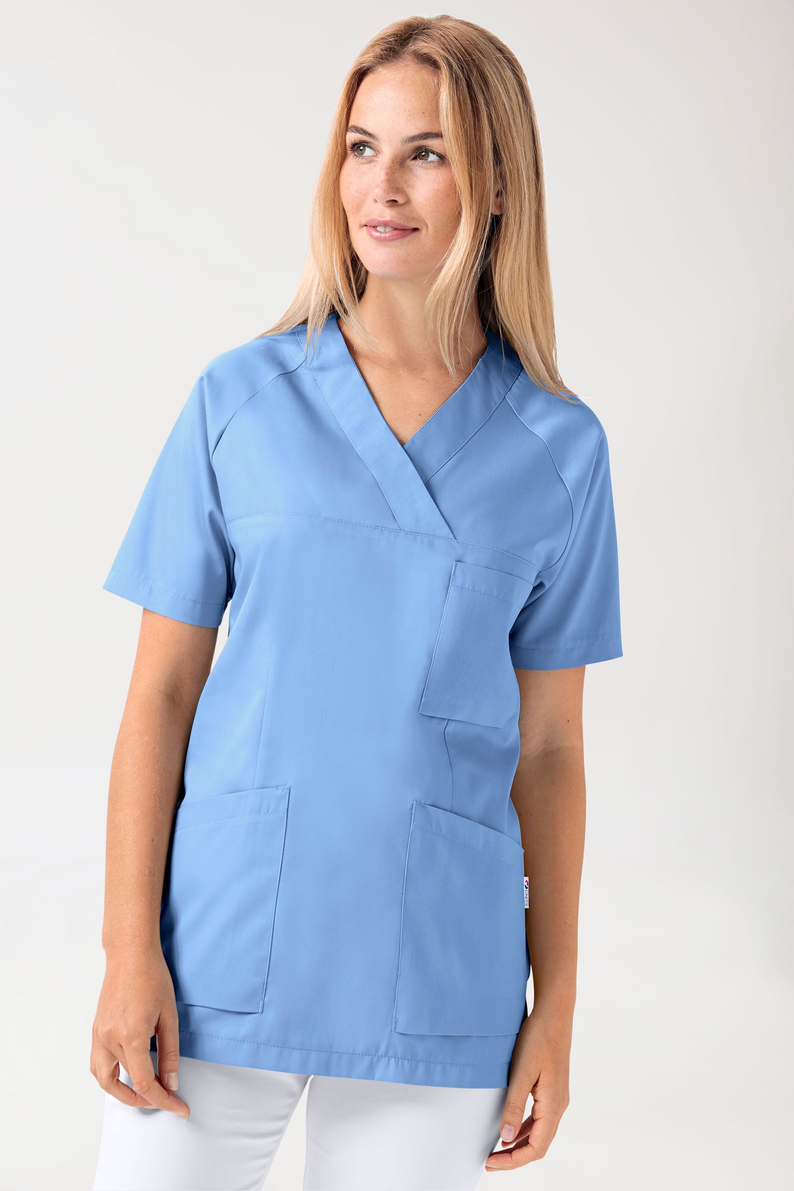 CORE Schlupfkasack Damen - V-Ausschnitt himmelblau