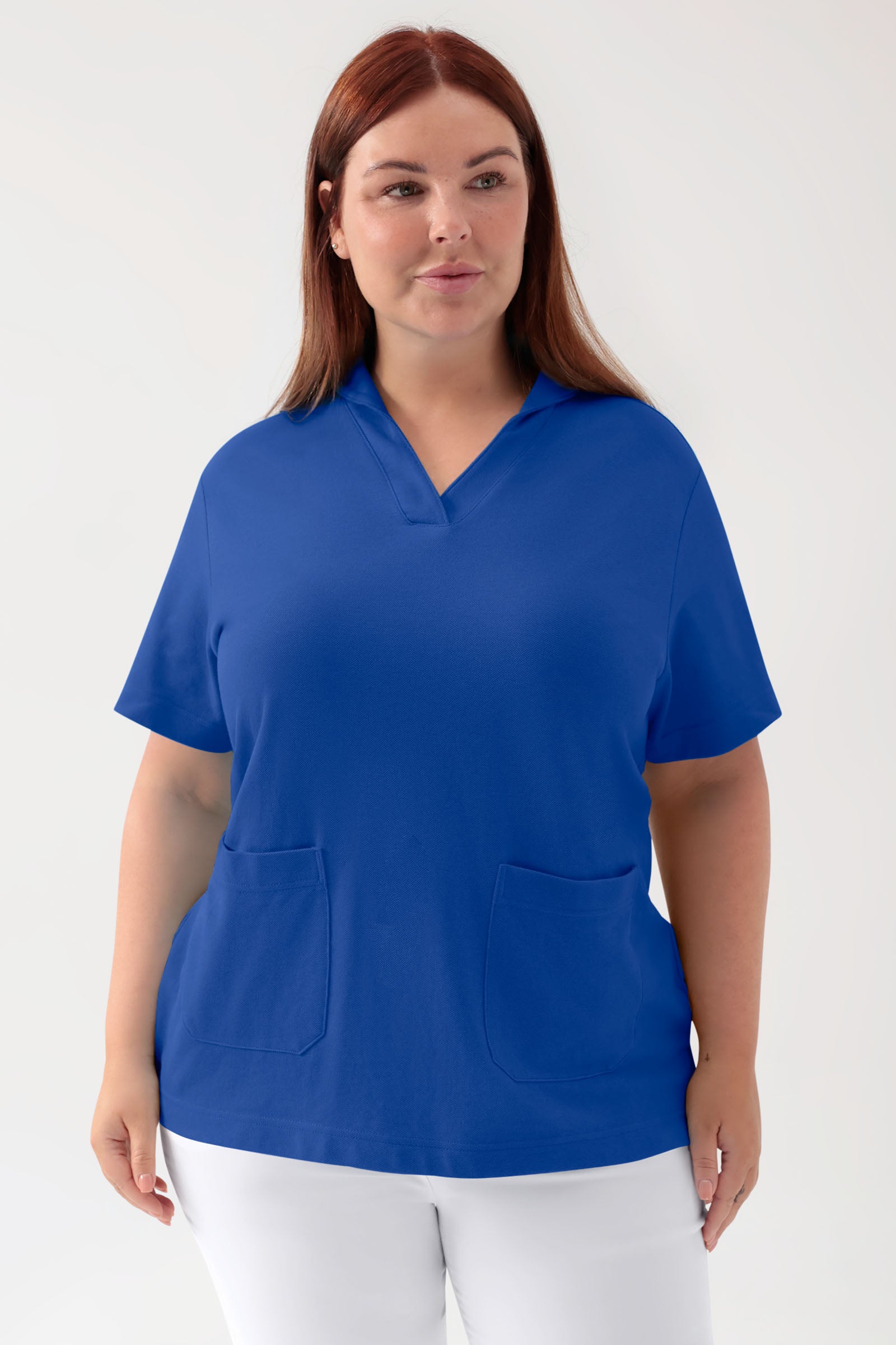 COMFY FLEX Stretch Schlupfkasack Damen - Schalkragen königsblau