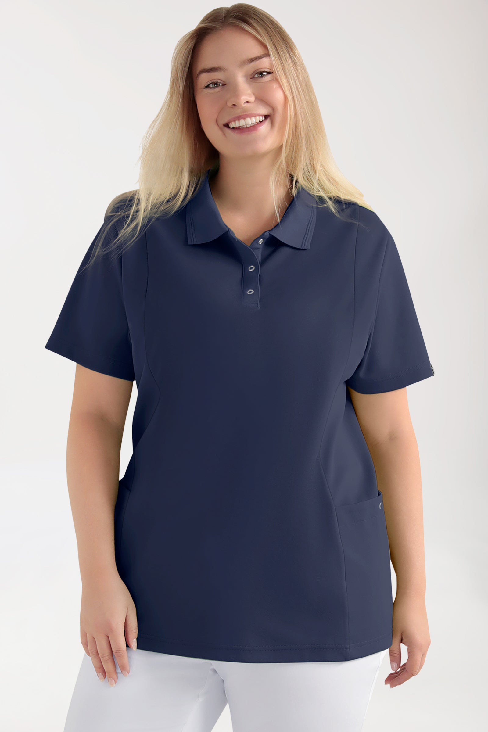 COMFY FLEX Stretch Schlupfkasack Damen - Polokragen navy
