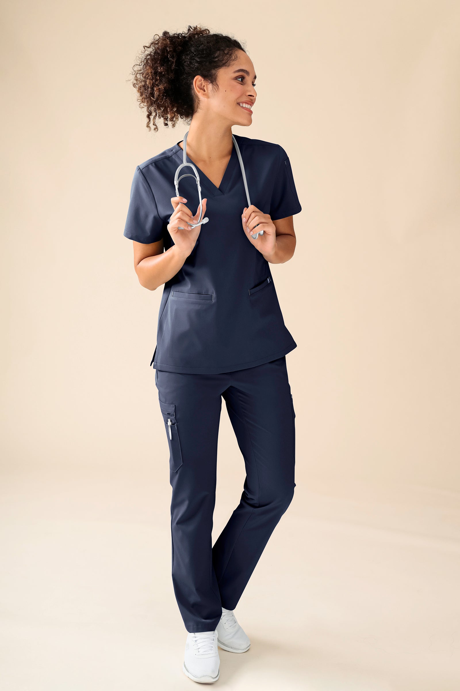 KAERE Schlupfkasack Damen - 3er-Pack - V-Ausschnitt navy