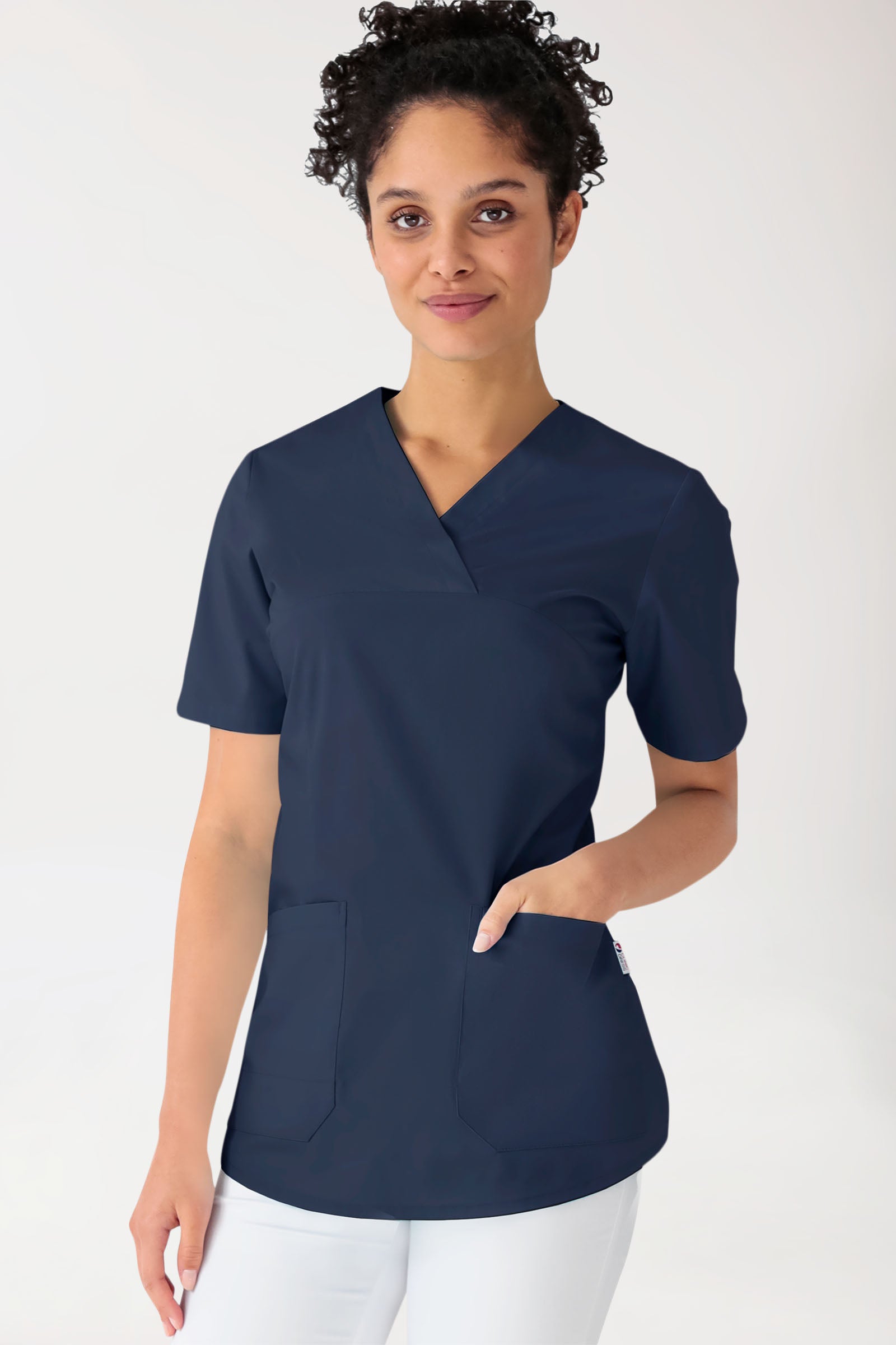 Stretch Schlupfkasack Damen - V-Ausschnitt navy