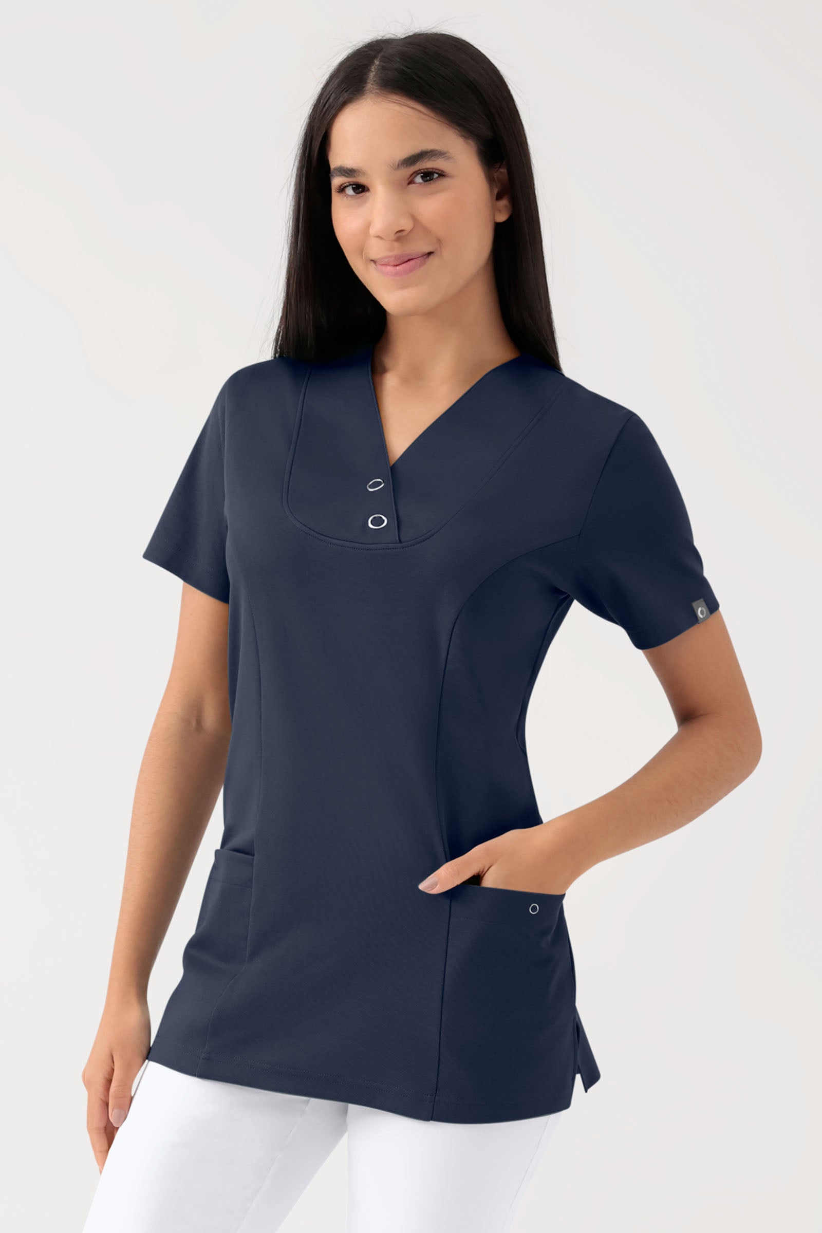 COMFY FLEX Stretch Schlupfkasack Damen - mit Druckknöpfen navy